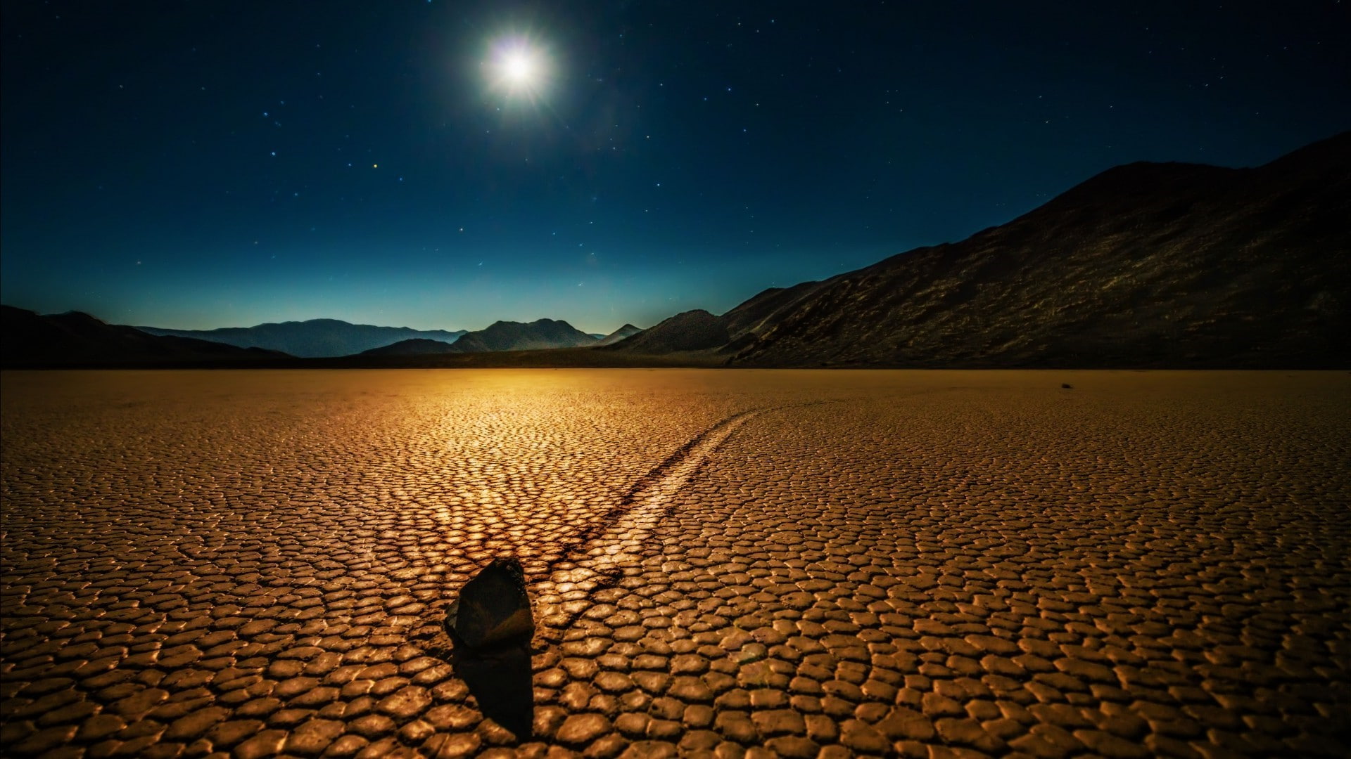 nature landscape night moon moonlight mountain death valley california usa desert valley rock stars shadow, outdoors, scenics - nature, tranquility, climate, HD Wallpaper