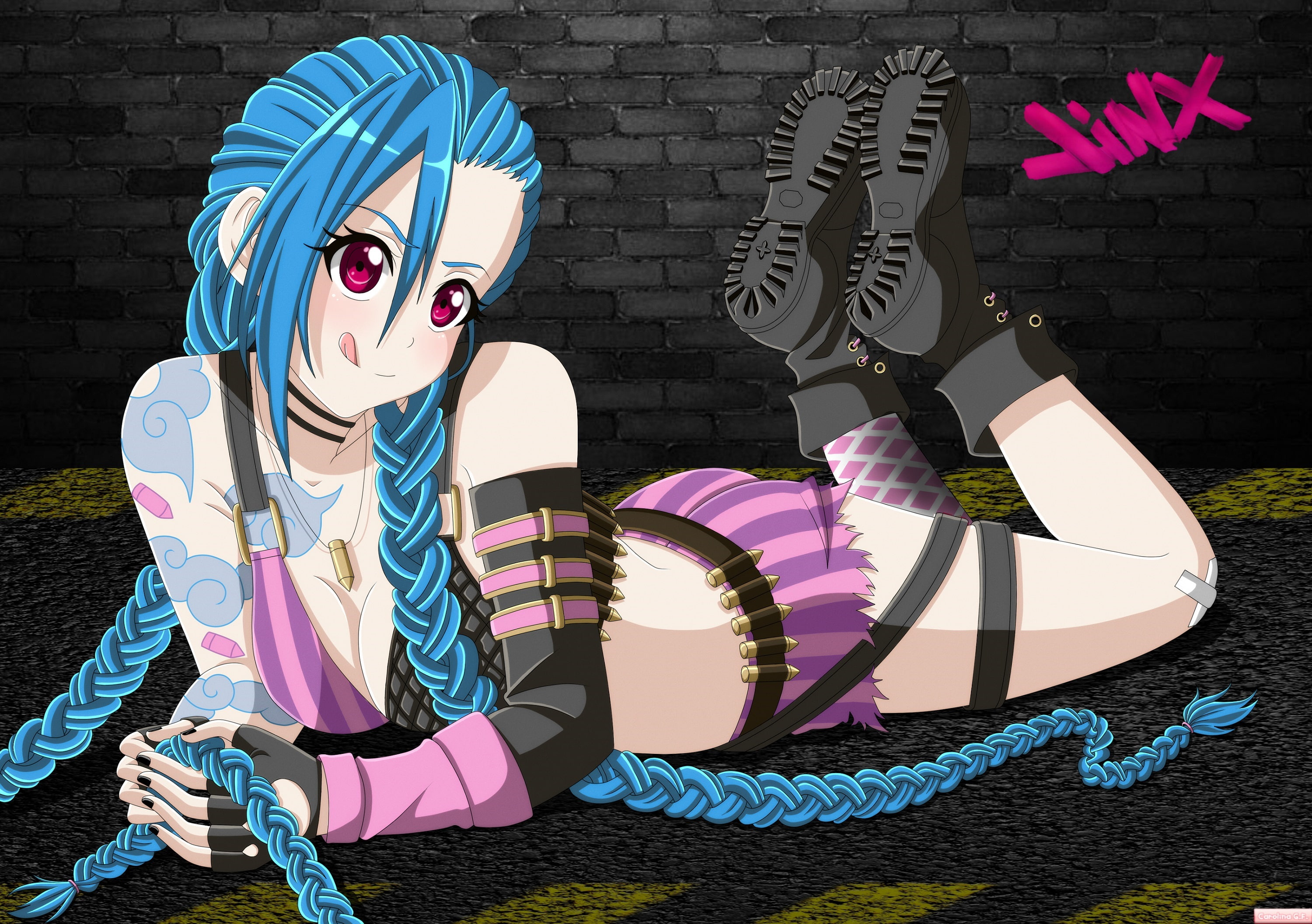 two people, creativity, human representation, outdoors, western script, graffiti, emotion, 2K, Jinx (League of Legends), sitting, text, pink color, nature, HD Wallpaper