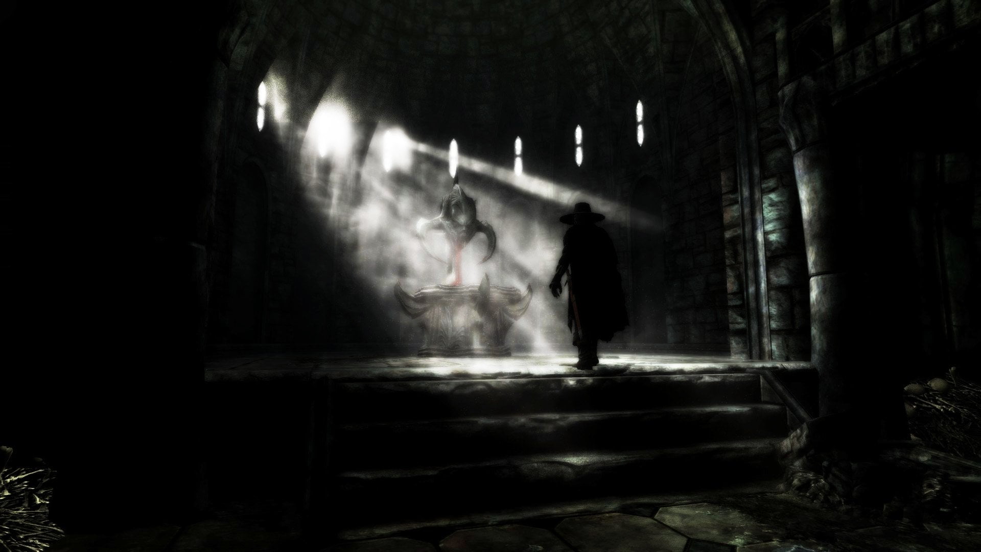 dark, architecture, building, abandoned, adult, spooky, 1080P, ghost, real people, The Elder Scrolls V: Skyrim, night, horror, built structure, old, The Elder Scrolls, HD Wallpaper