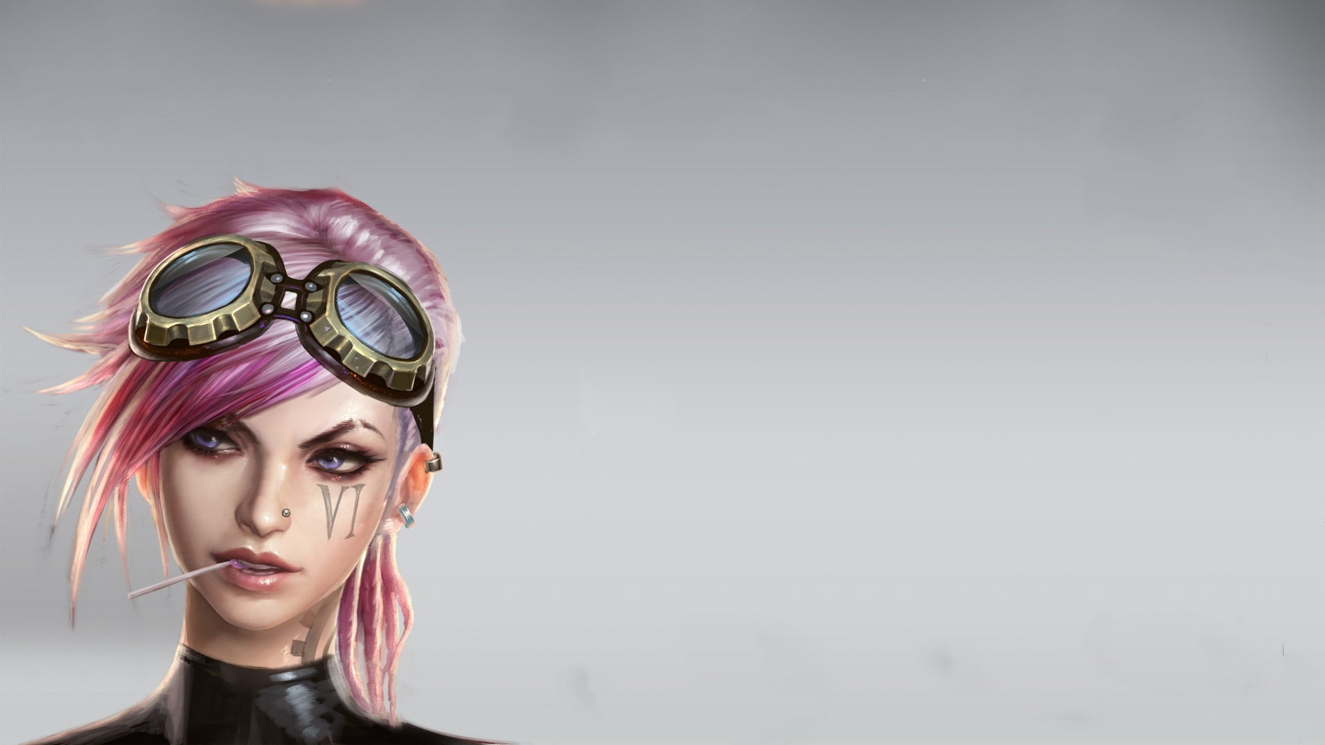 women, video games, pierced nose, 1080P, Vi (League of Legends), glasses, League of Legends, HD Wallpaper