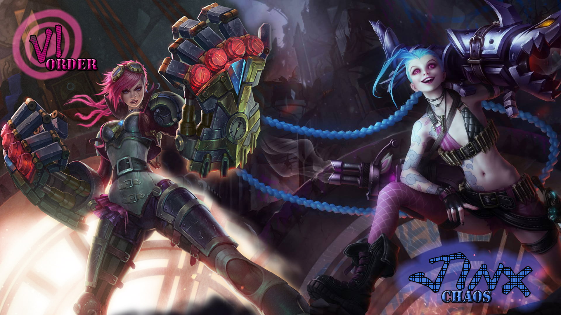Vi (League of Legends), 1080P, League of Legends, Jinx (League of Legends), video games, HD Wallpaper