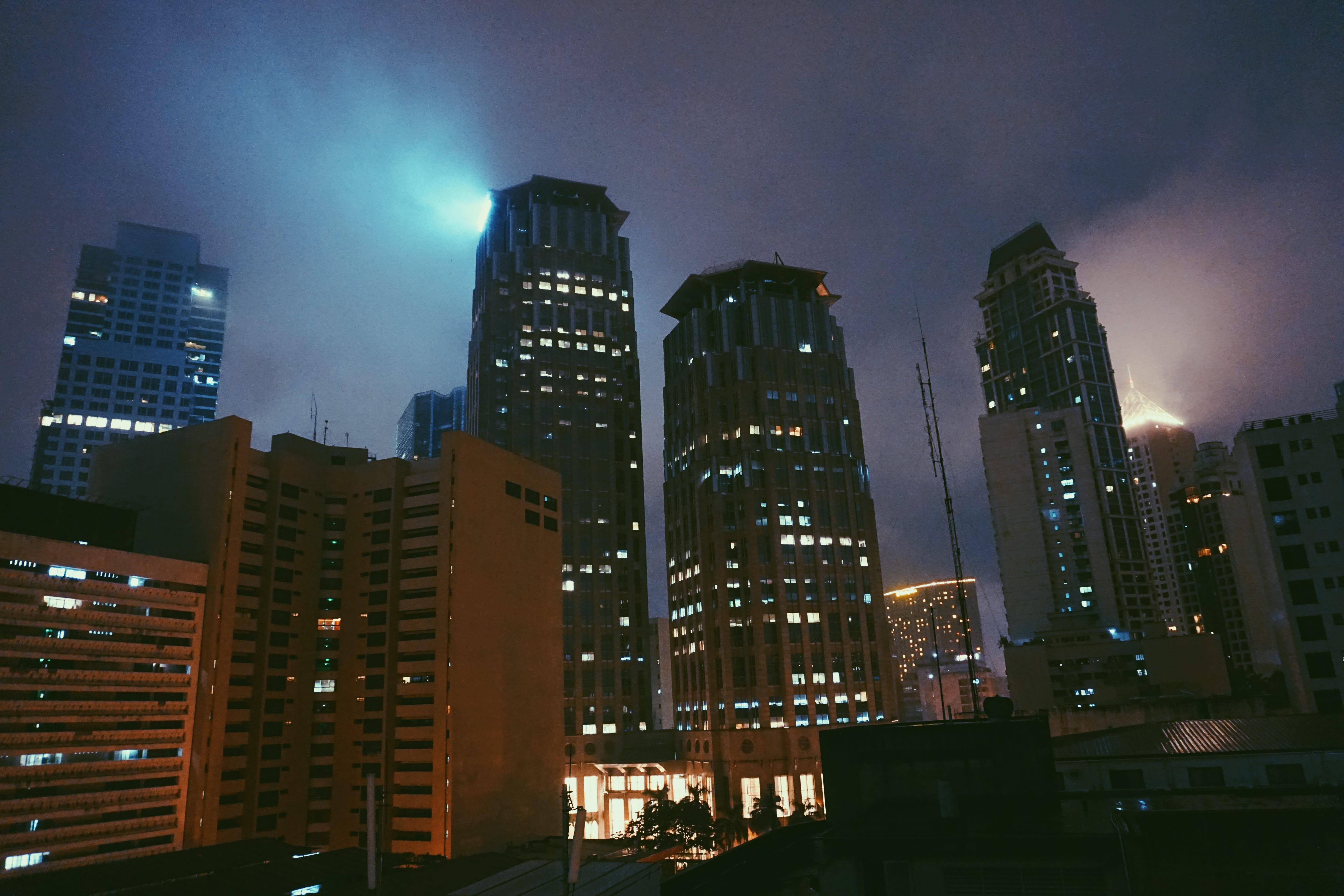 sky, tower, makati, illuminated, nature, philippines, 5K, office, tall - high, urban skyline, no people, architecture, office building exterior, outdoors, HD Wallpaper