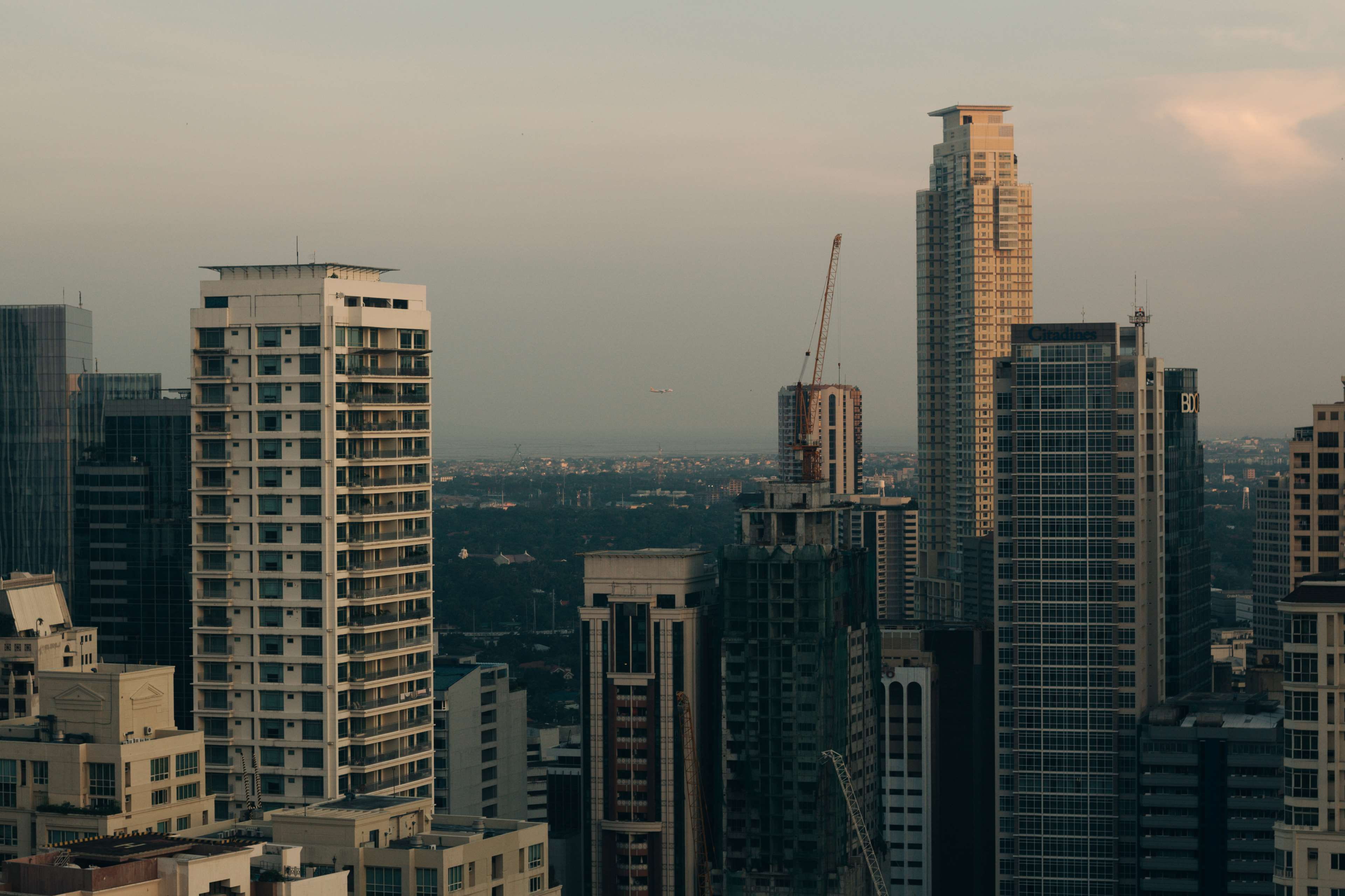 office, offices, tall - high, building, architecture, built structure, nature, makati, high, modern, outdoors, no people, downtown, sunset, sky, 4K, dawn, HD Wallpaper