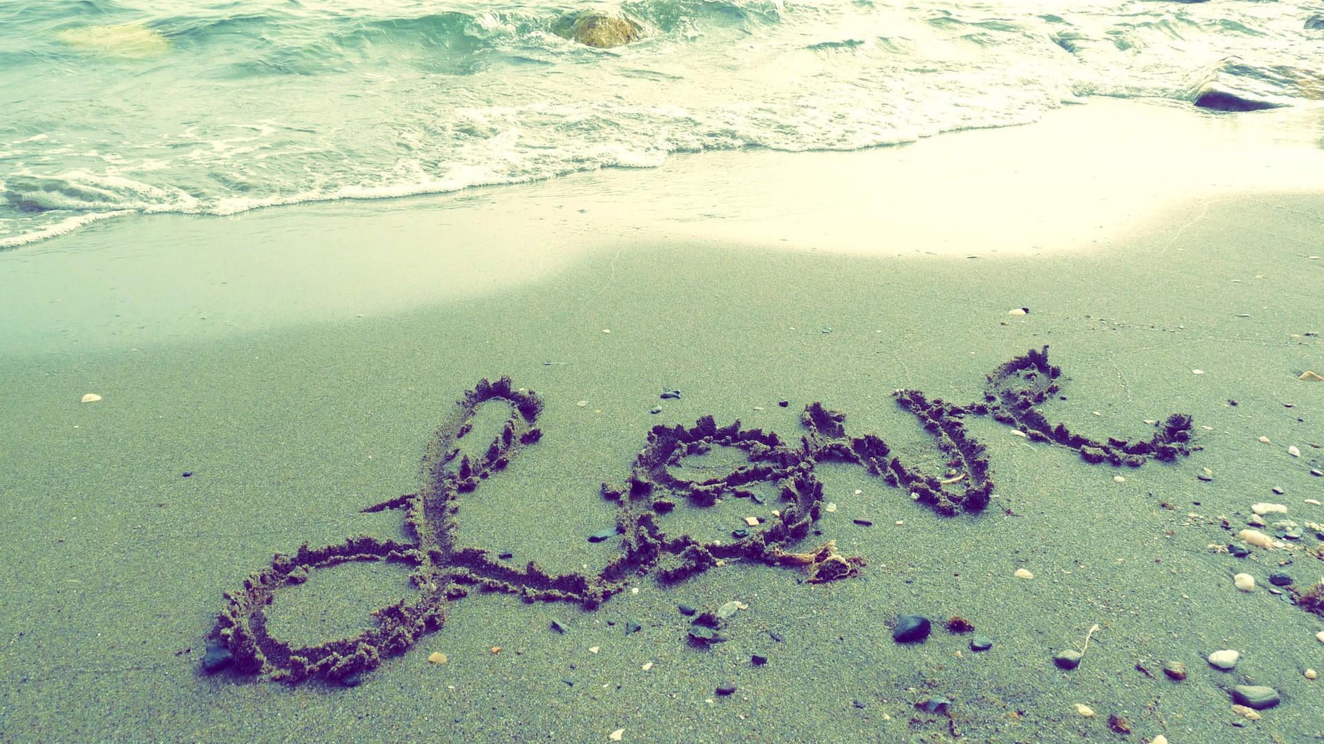 wave, message, writing, land, handwriting, word, capital letter, high angle view, longhand, emotion, positive emotion, beauty in nature, ocean, water, beach, HD Wallpaper