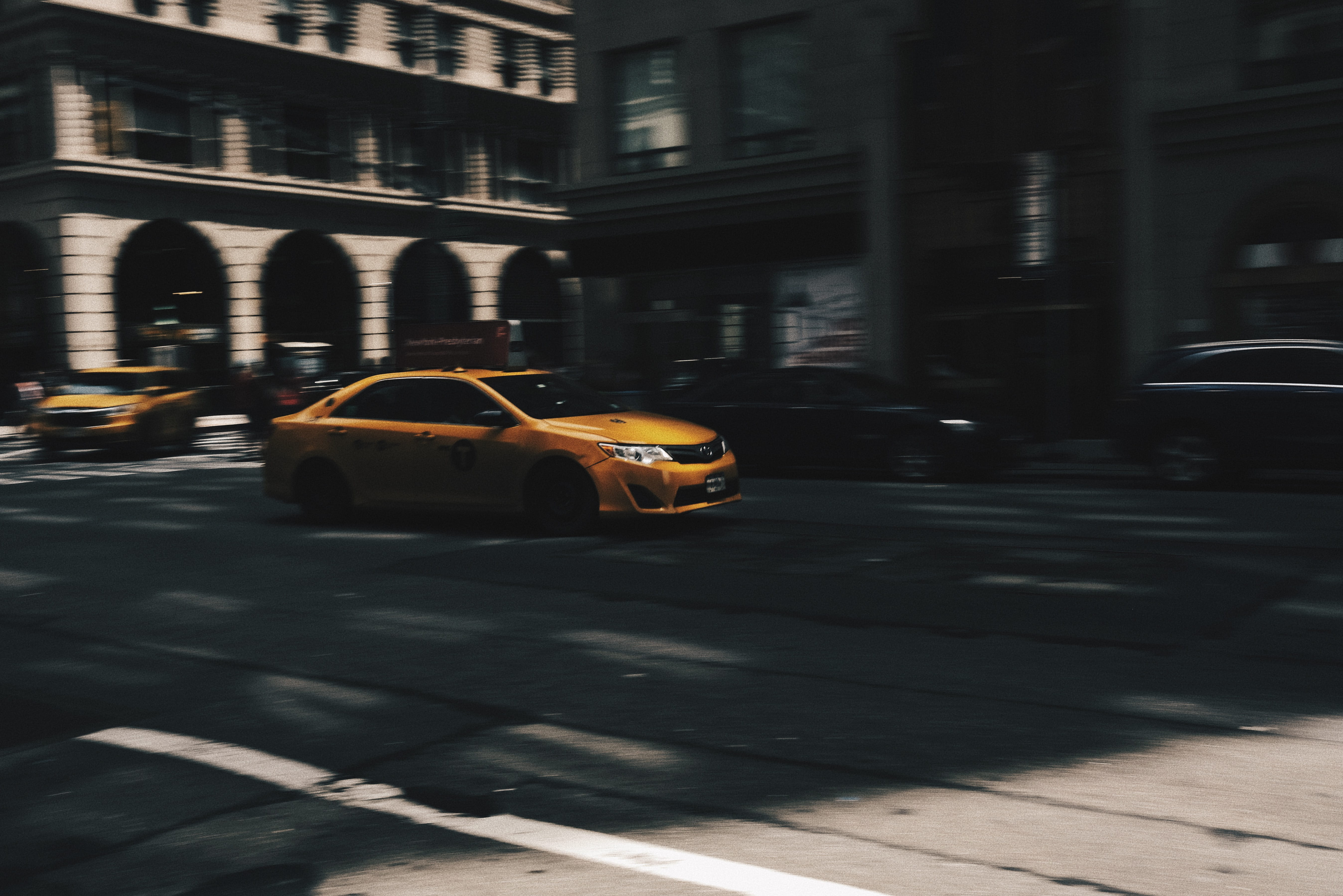 driving, timeless, yellow cab, speed, night, traffic, broadway - Manhattan, mode of Transport, taxy, color Image, midtown Manhattan, yellow, selective, HD Wallpaper