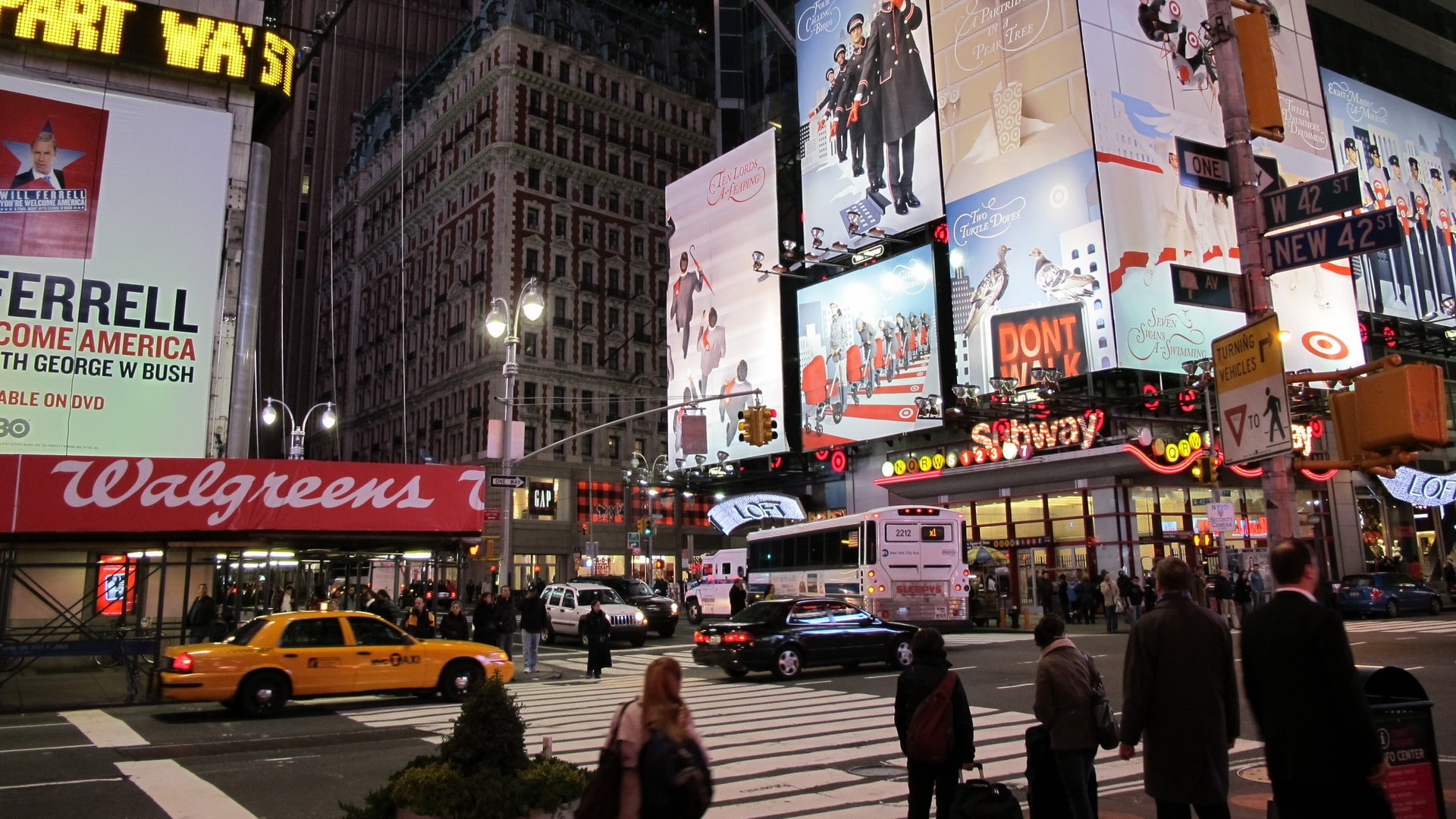 city, 1080P, broadway, landscapes, manhattan, york, usa, cityscapes, HD Wallpaper