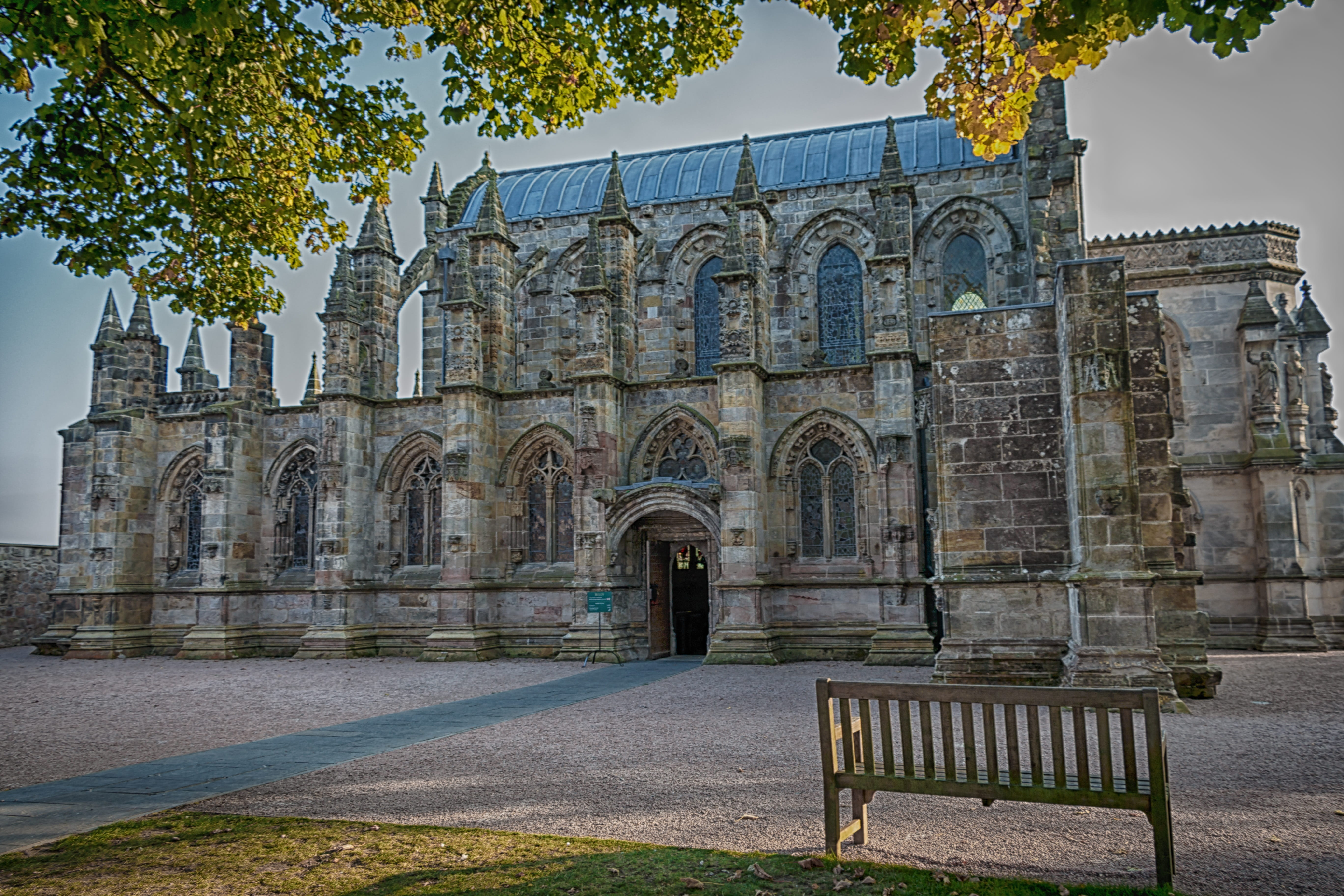ancient, rosslyn, Rosslyn Chapel, the past, sky, built structure, plant, building exterior, arch, Freemasons, history, recreation, architecture, 5K, travel, HD Wallpaper