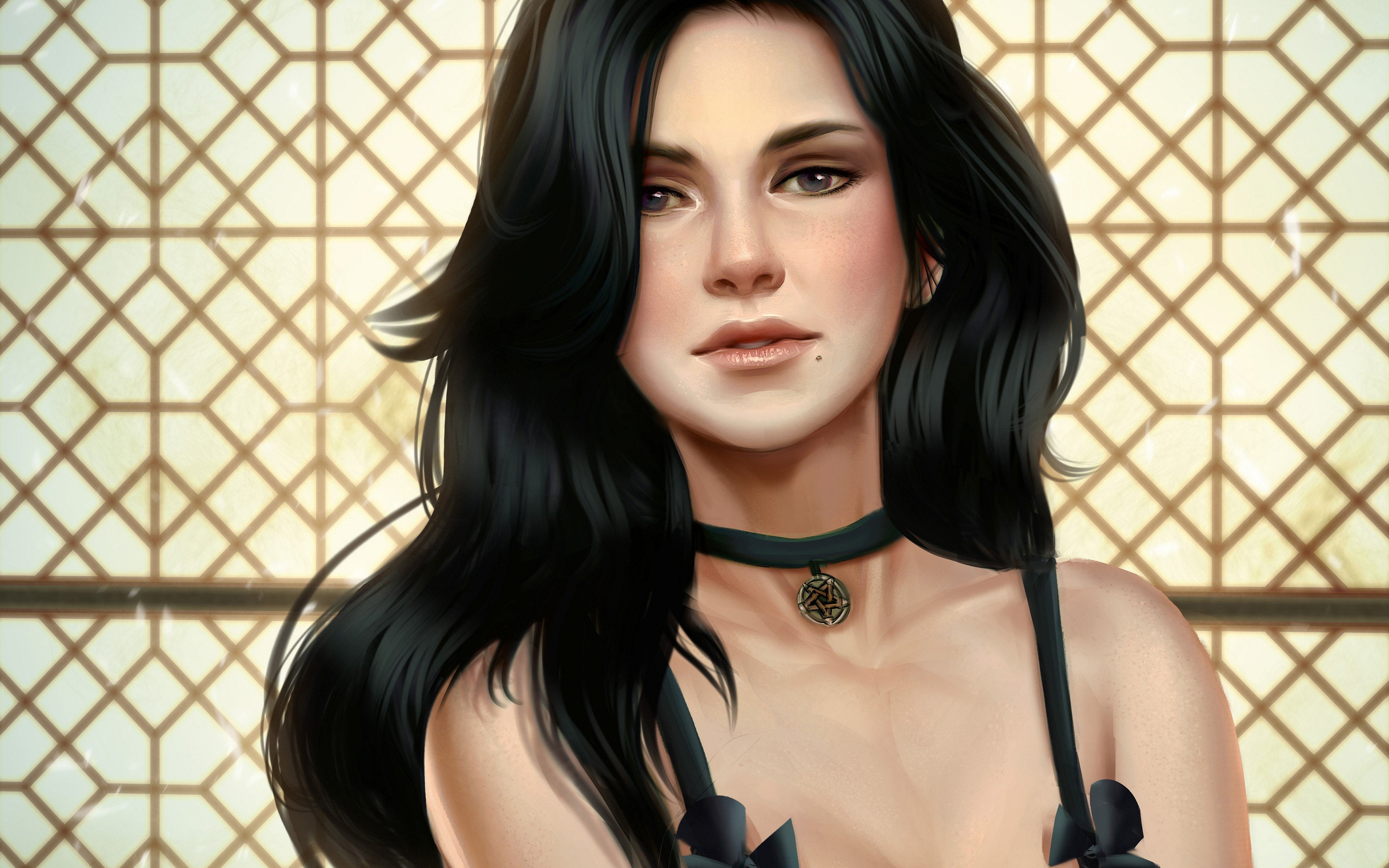 wild, long hair, hair, contemplation, 4K, young adult, Witcher, portrait, Fighting, black hair, warrior, adult, beautiful woman, front view, women, real people, HD Wallpaper