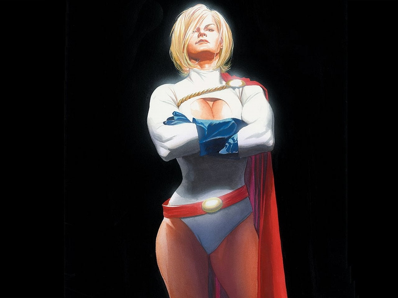 Blonde, Glove, portrait, studio shot, females, one person, indoors, hairstyle, standing, beautiful woman, blond hair, Cape, 720P, adult, Power Girl, Short Hair, HD Wallpaper