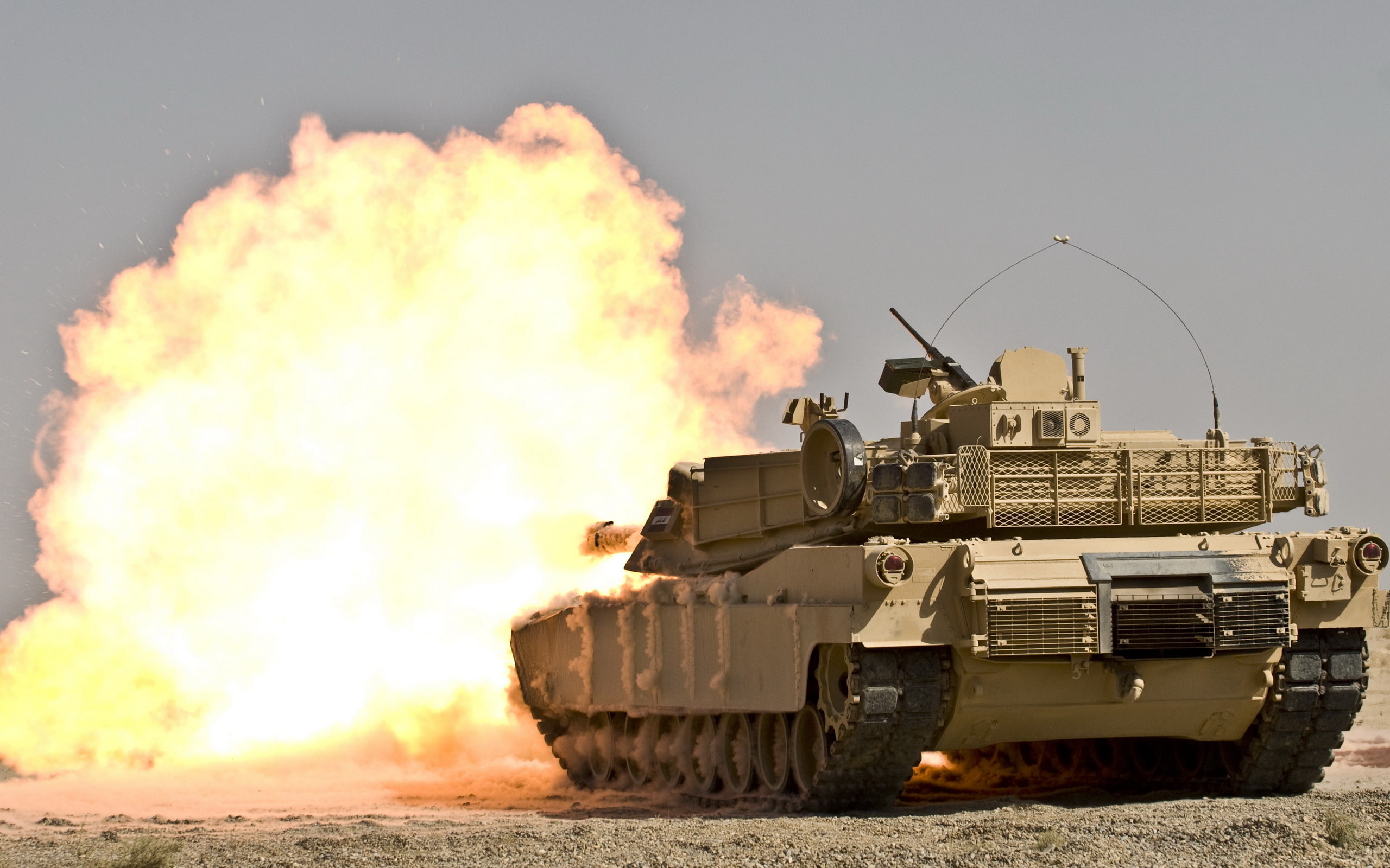 M1A1 Abrams, tank, the explosion, 2K, battle, brown, HD Wallpaper