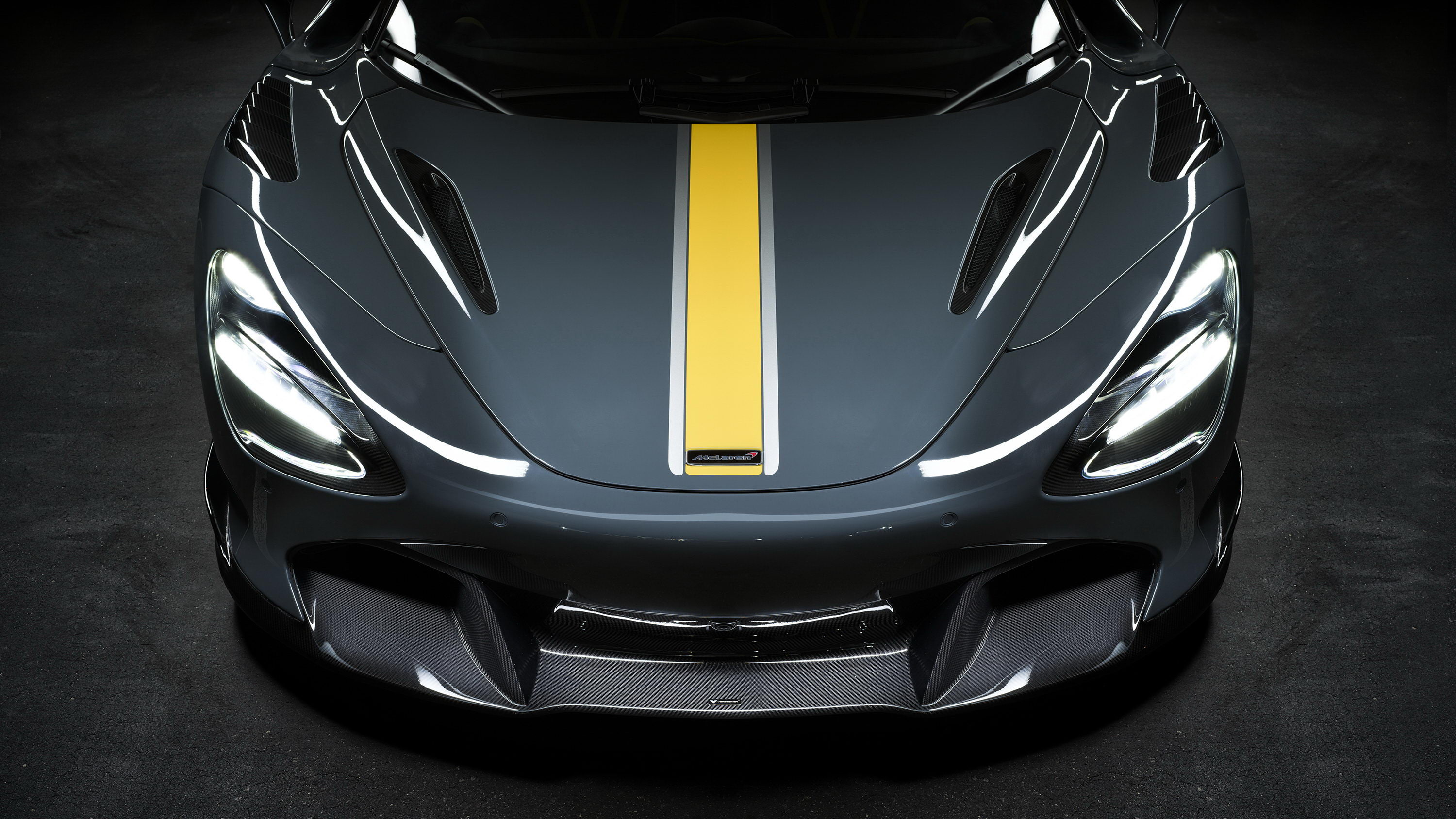 mclaren, aero, mode of transportation, high angle view, silver colored, close-up, black color, no people, 2K, sports race, road, competition, auto racing, HD Wallpaper
