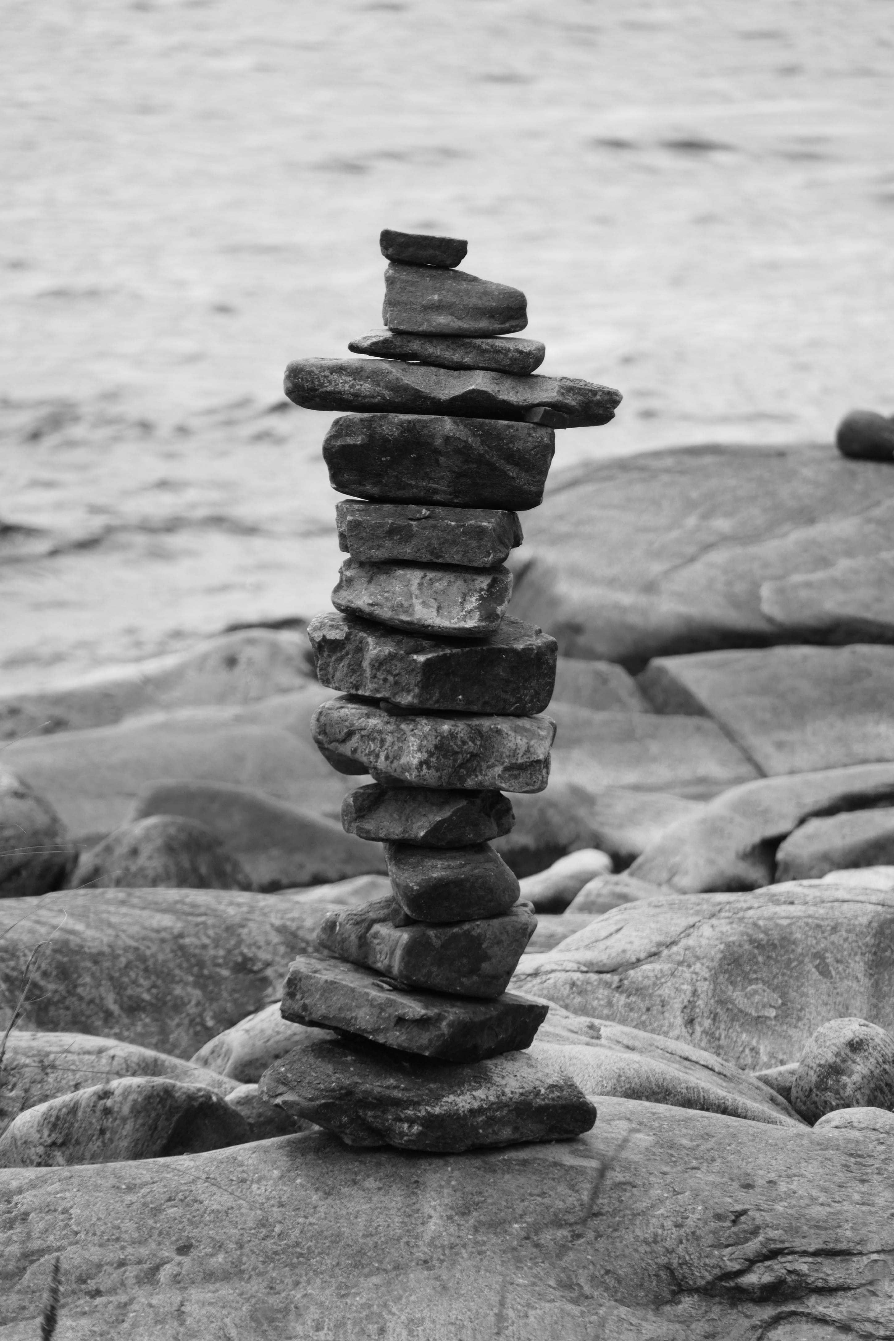 balance, rock - object, stacked stones, solid, stability, water, stone, focus on foreground, beach, nature, 4K, stones, pebble, stack, rest, stone column, Phone HD Wallpaper
