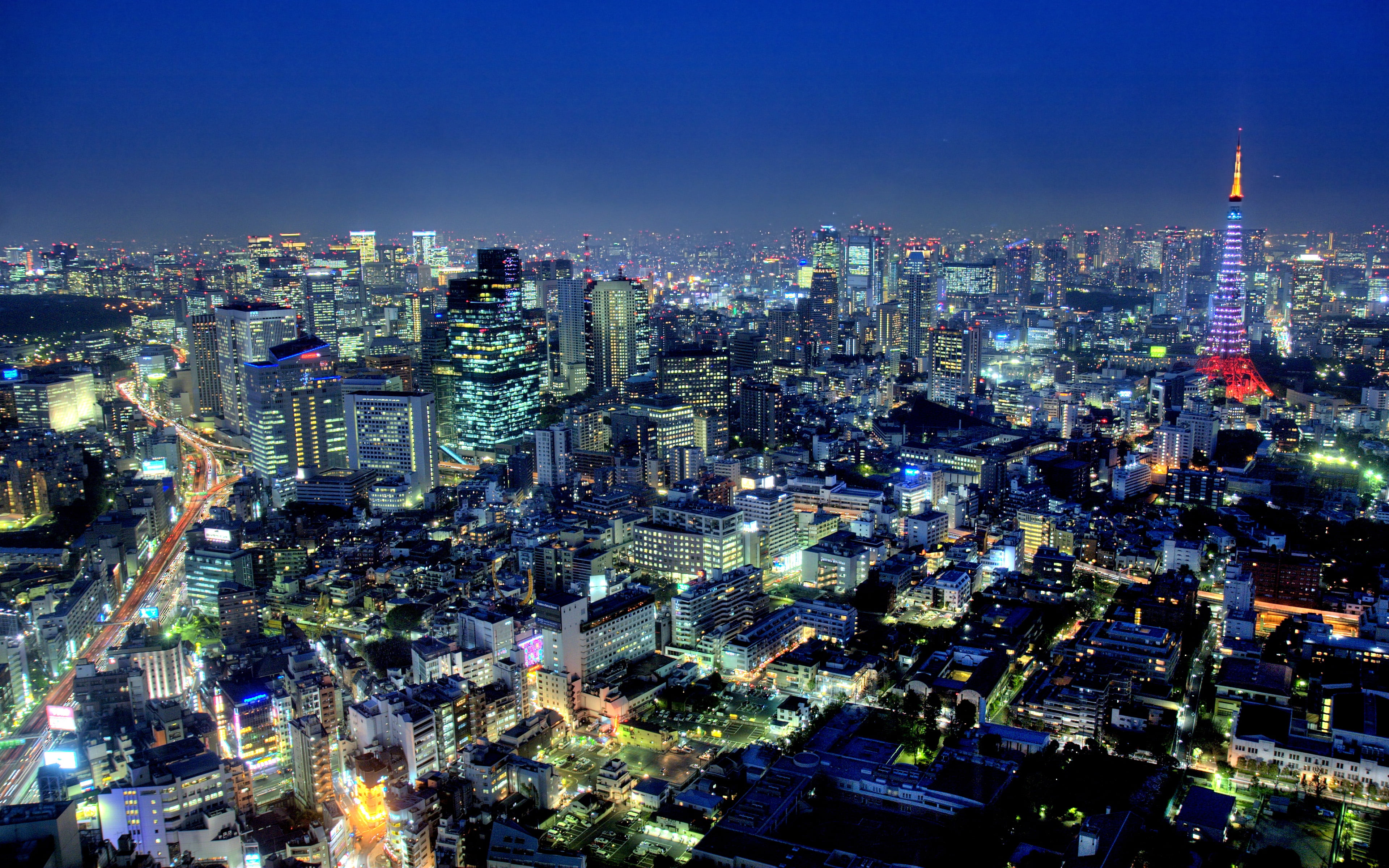 financial district, crowd, headquarters, tall - high, illuminated, landscape, japanese, nightlife, residential district, built structure, million, crowded, HD Wallpaper