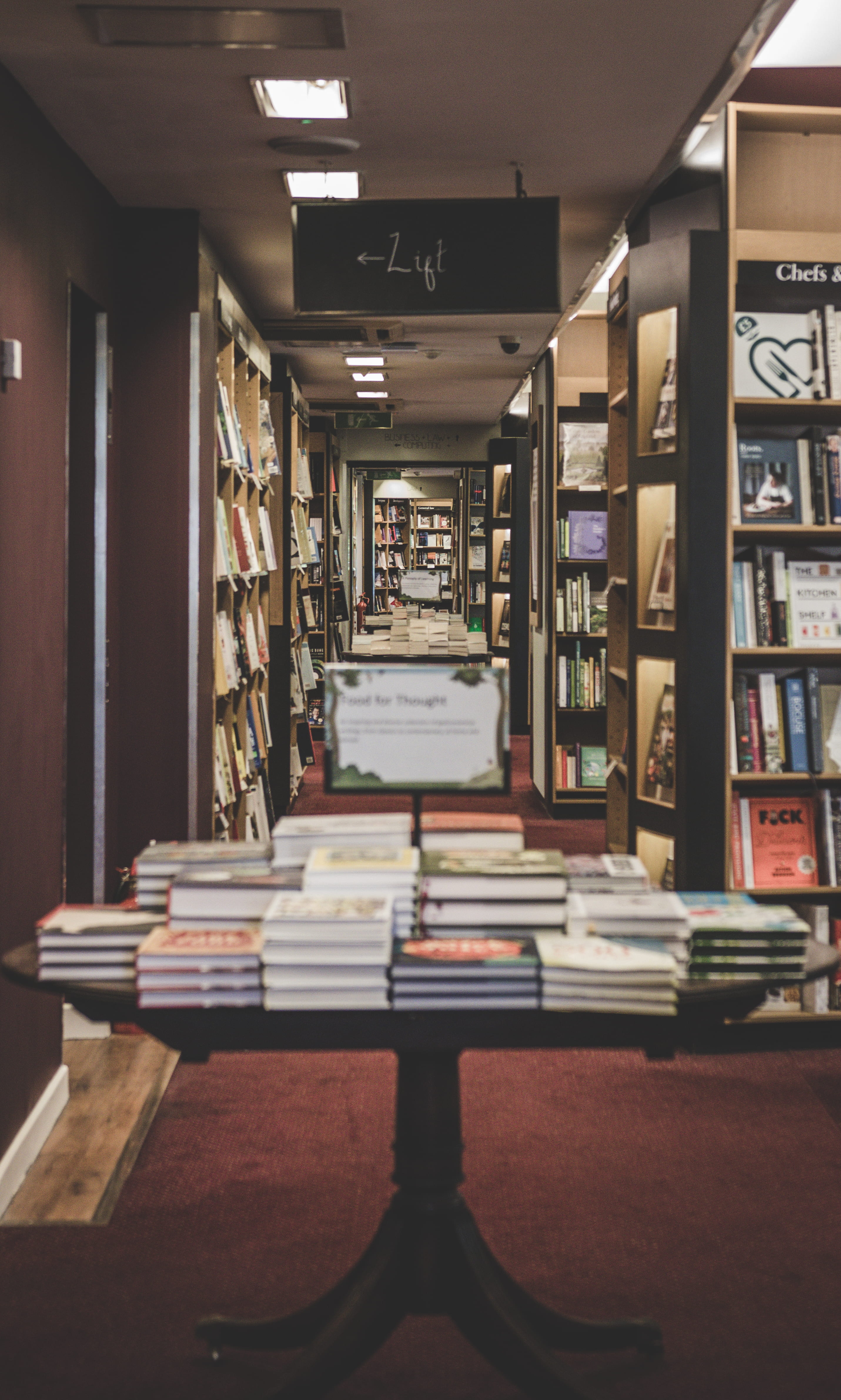 blurred, pedestal, top, depth of field, absence, publication, book store, waterstone, located, electric lamp, shelf, no people, architecture, book, corridor, Phone HD Wallpaper