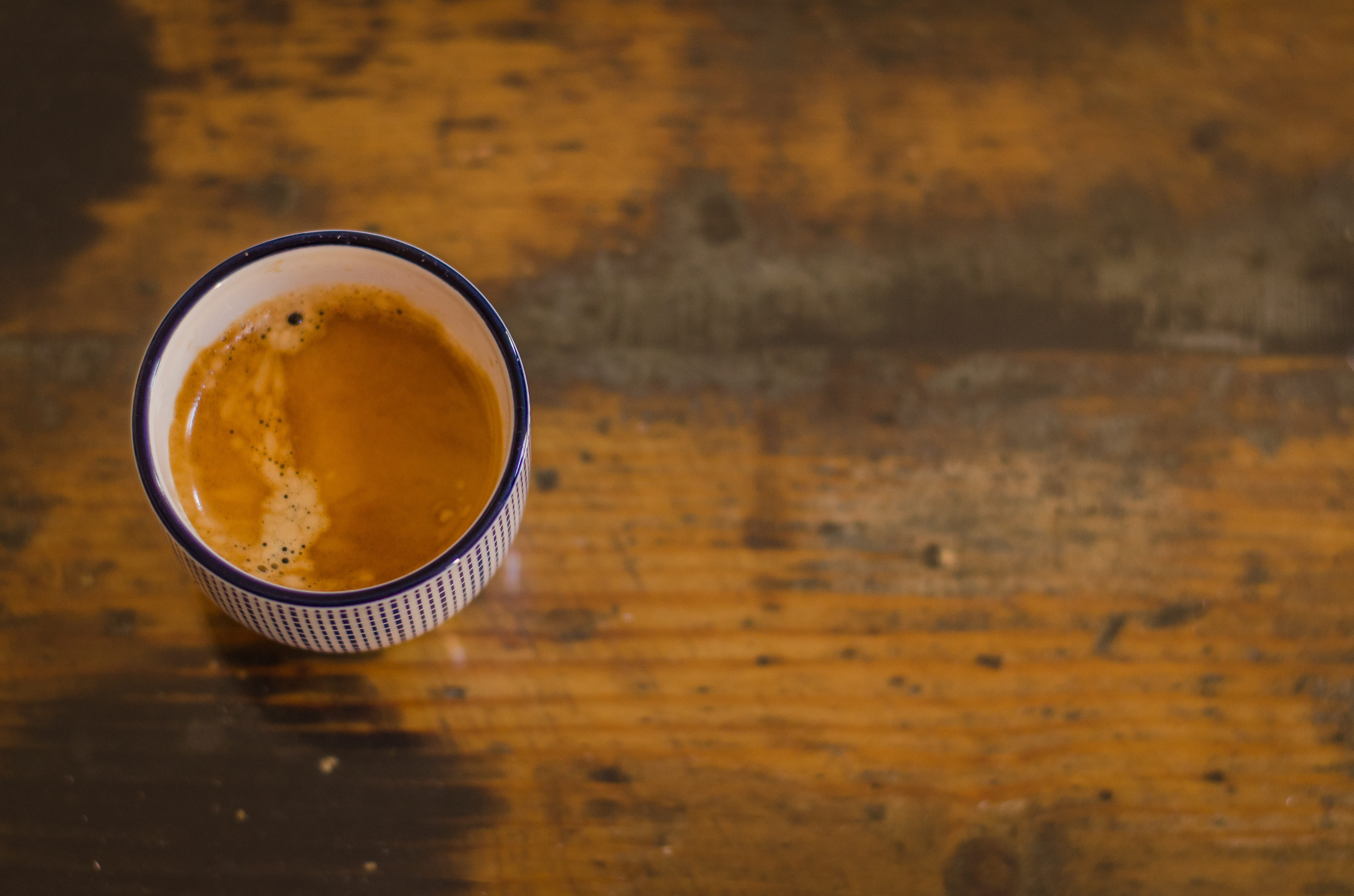 espresso, drink, table, coffe, 4K, freshness, coffee, aroma, focus on foreground, refreshment, wood grain, single object, no people, tea, coffee shop, HD Wallpaper