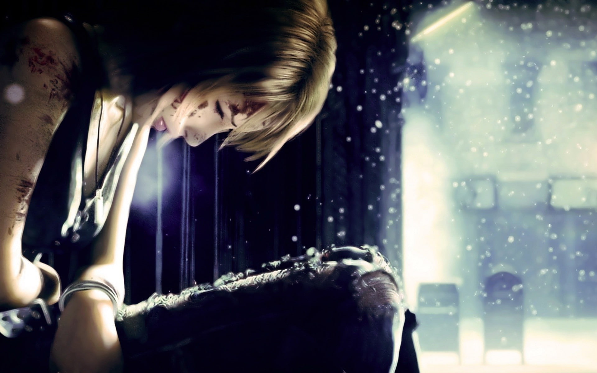 indoors, parasite eve 3rd birthday, adult, sitting, window, real people, one person, lifestyles, domestic room, young adult, blond hair, hair, hairstyle, HD Wallpaper