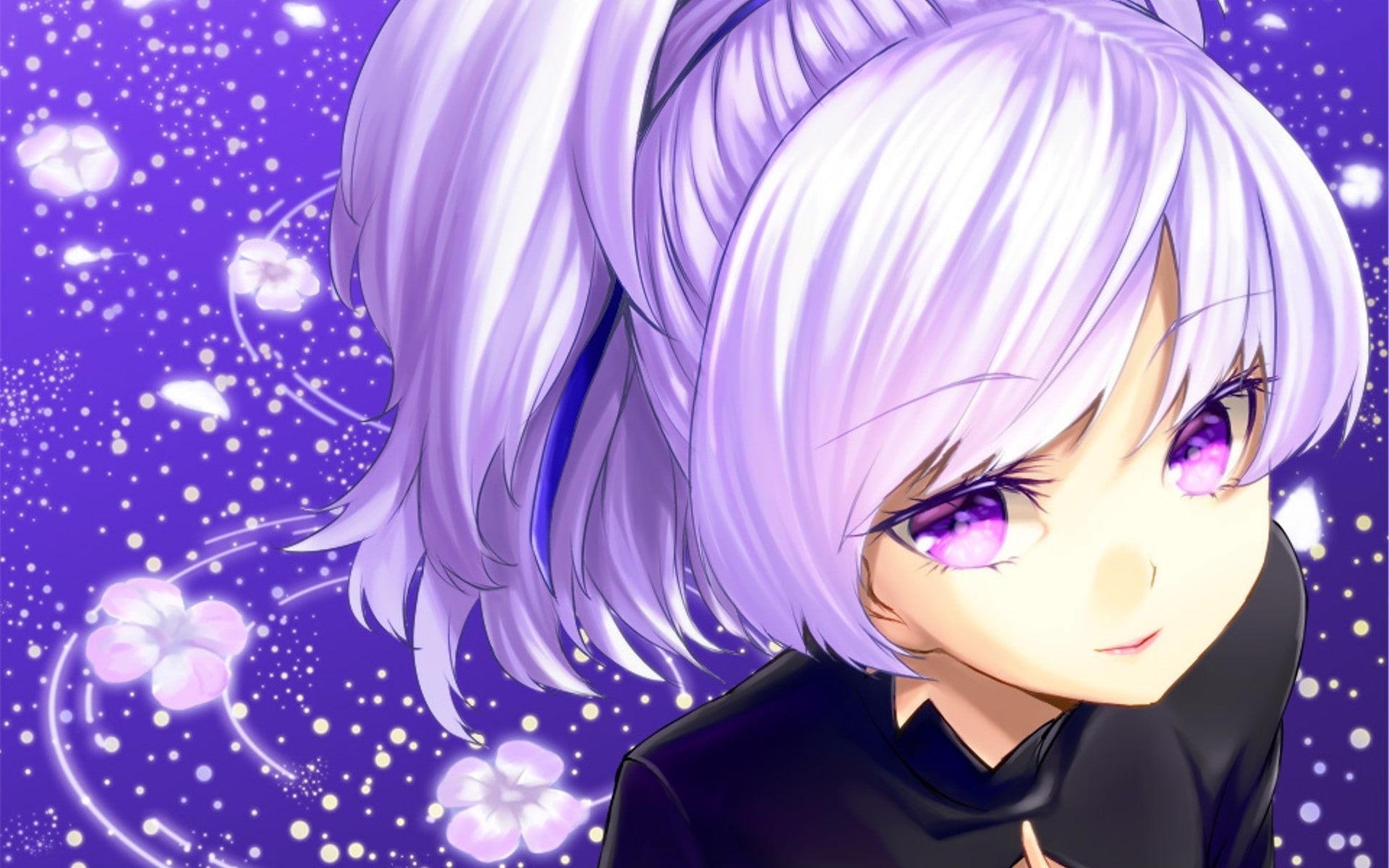 young women, young adult, Yin, blond hair, hairstyle, colored background, beauty, studio shot, real people, 1080P, lifestyles, Darker than Black, purple, HD Wallpaper