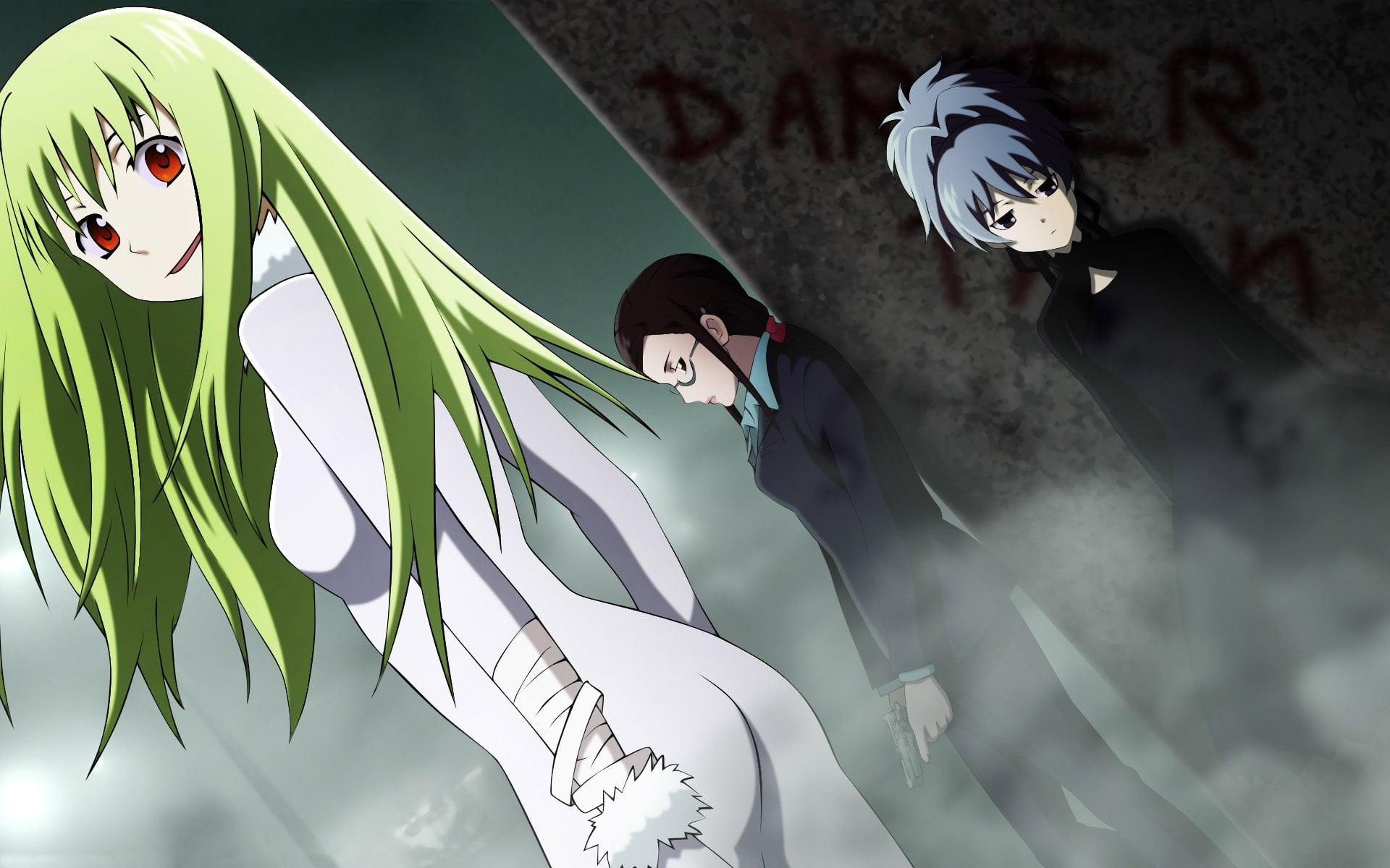 creativity, nature, Misaki Kirihara, animated, cartoons, no people, plant, sky, green color, focus on foreground, mask, low angle view, outdoors, day, Darker than Black, HD Wallpaper