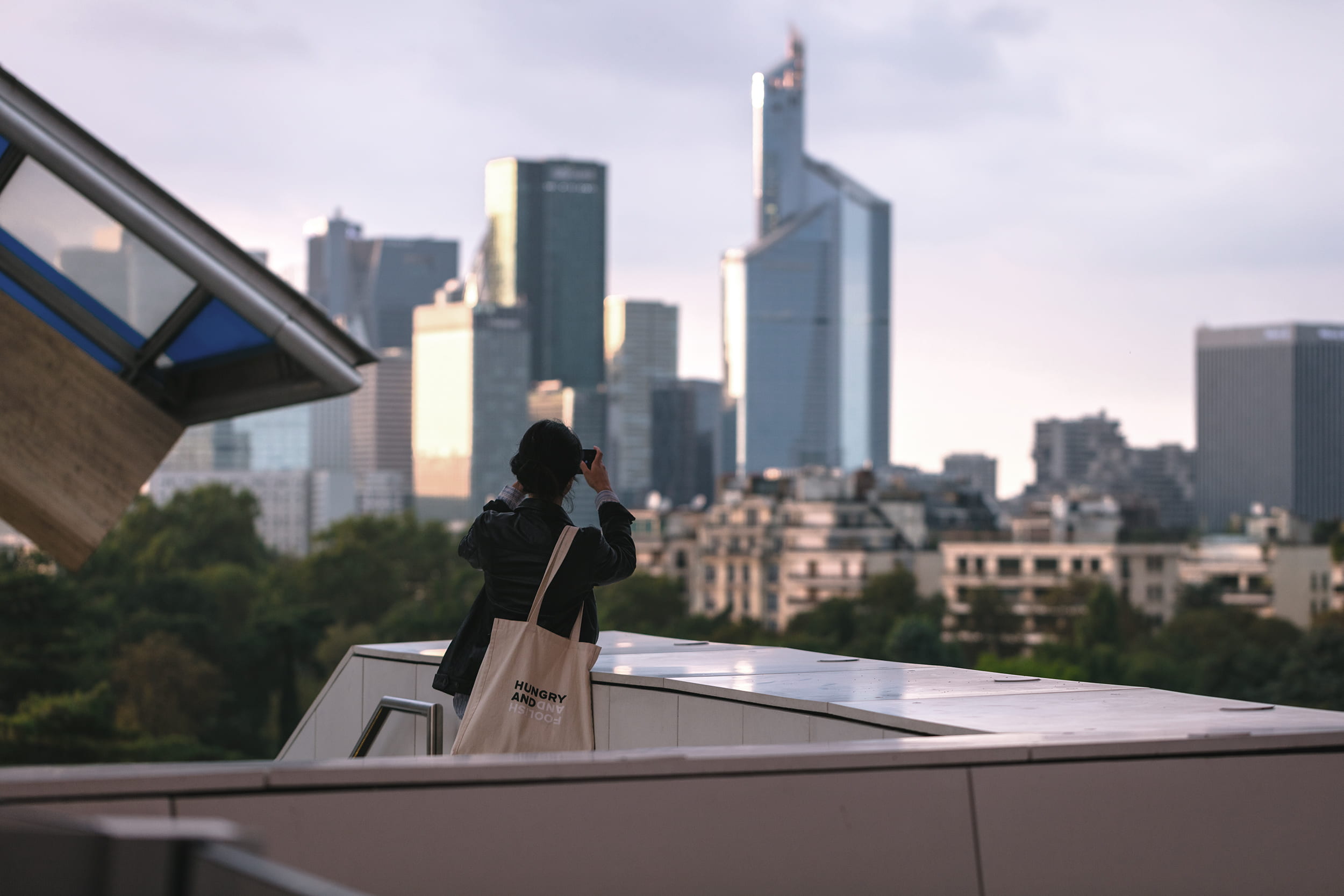 business, france, style, high, 1080P, urban skyline, building, city life, rear view, terrace, day, sunset, business person, standing, sky, city, architecture, HD Wallpaper