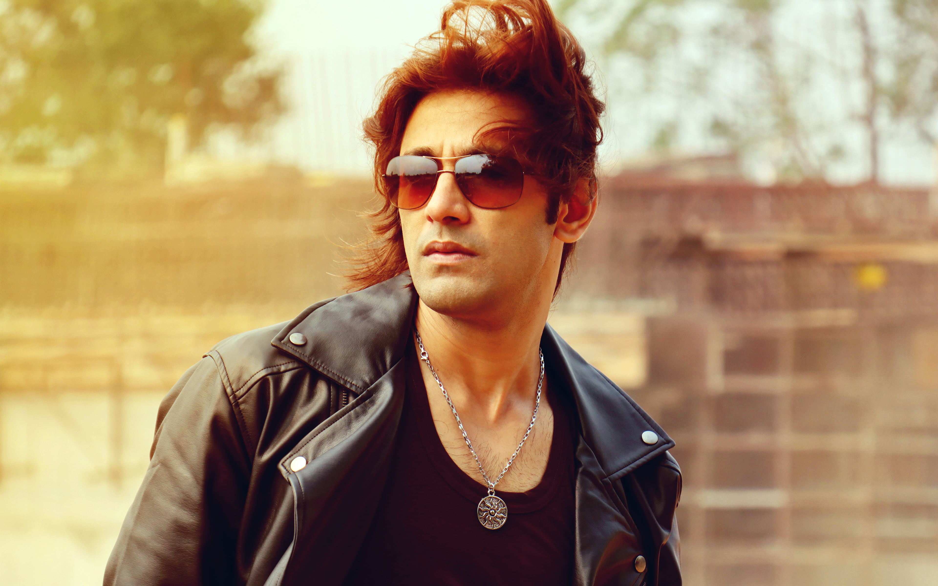 Rajkumar Patra, Hotter, blonde, Bengali actors, fashion, long hair, sensual gaze, leather jackets, sunglasses, street fashion, Indian actors, male models, HD Wallpaper