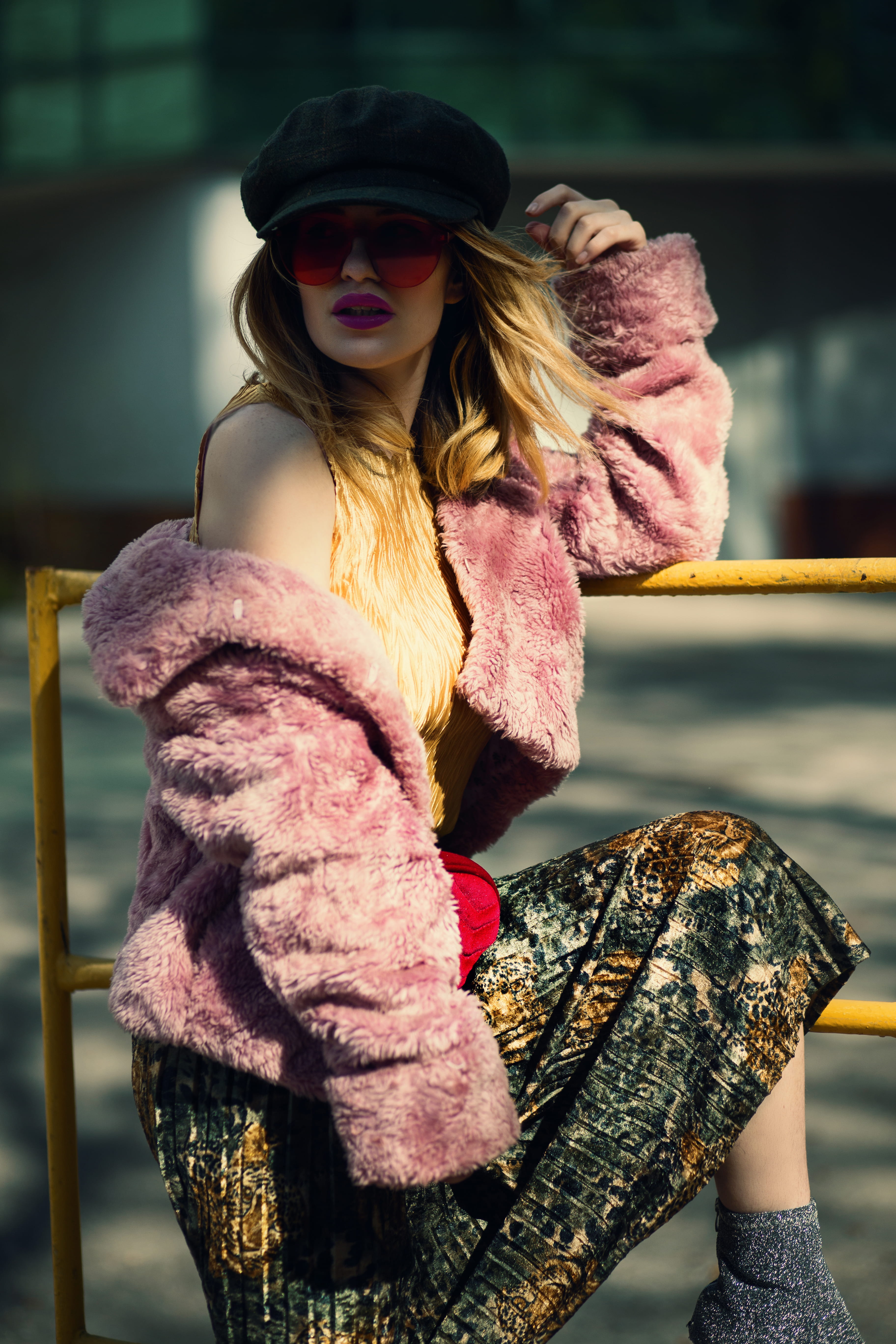 warm clothing, day, casual clothing, focus, one person, scarf, fun, faux fur, pink, fashion, warmly, wear, lifestyles, leisure, young women, young adult, Phone HD Wallpaper