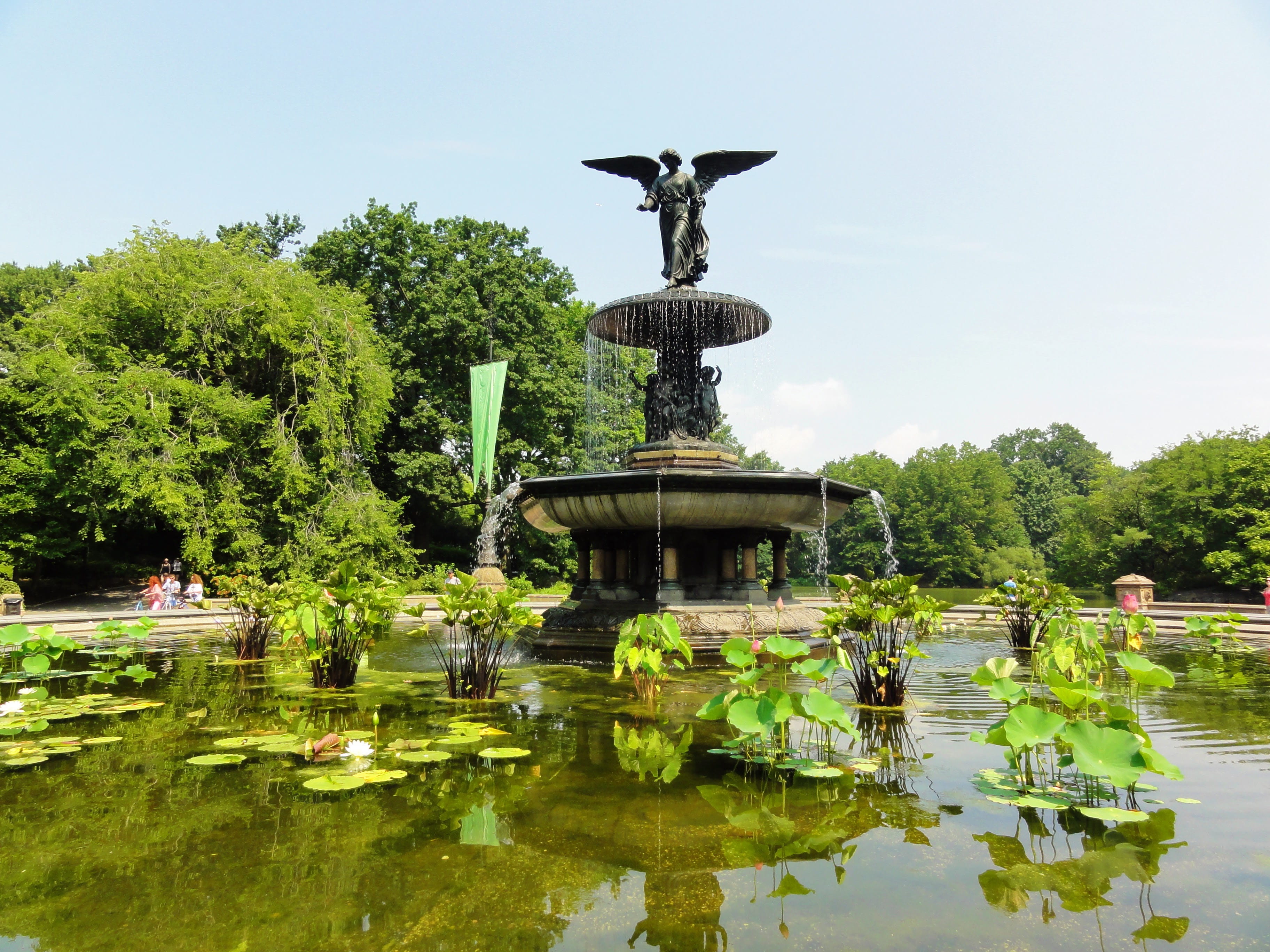 day, park - Man Made Space, architecture, art and craft, green Color, statue, lake, plant, fountain, built structure, tree, pond, incidental people, Park, HD Wallpaper