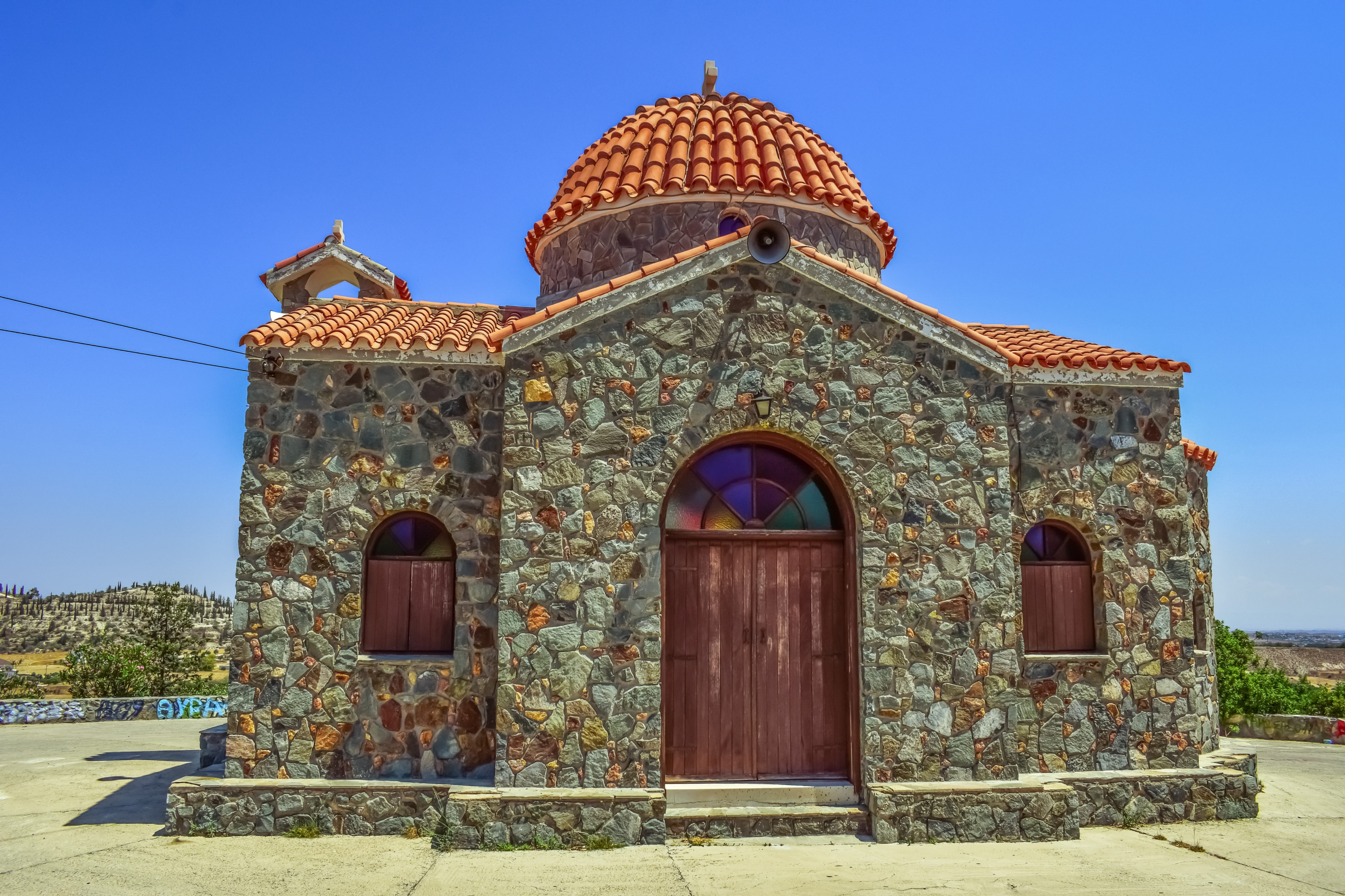 sky, spirituality, entrance, architecture, religion, old, timios stavros, day, blue, clear sky, orthodox, built structure, christianity, pilgrimage, place of worship, HD Wallpaper
