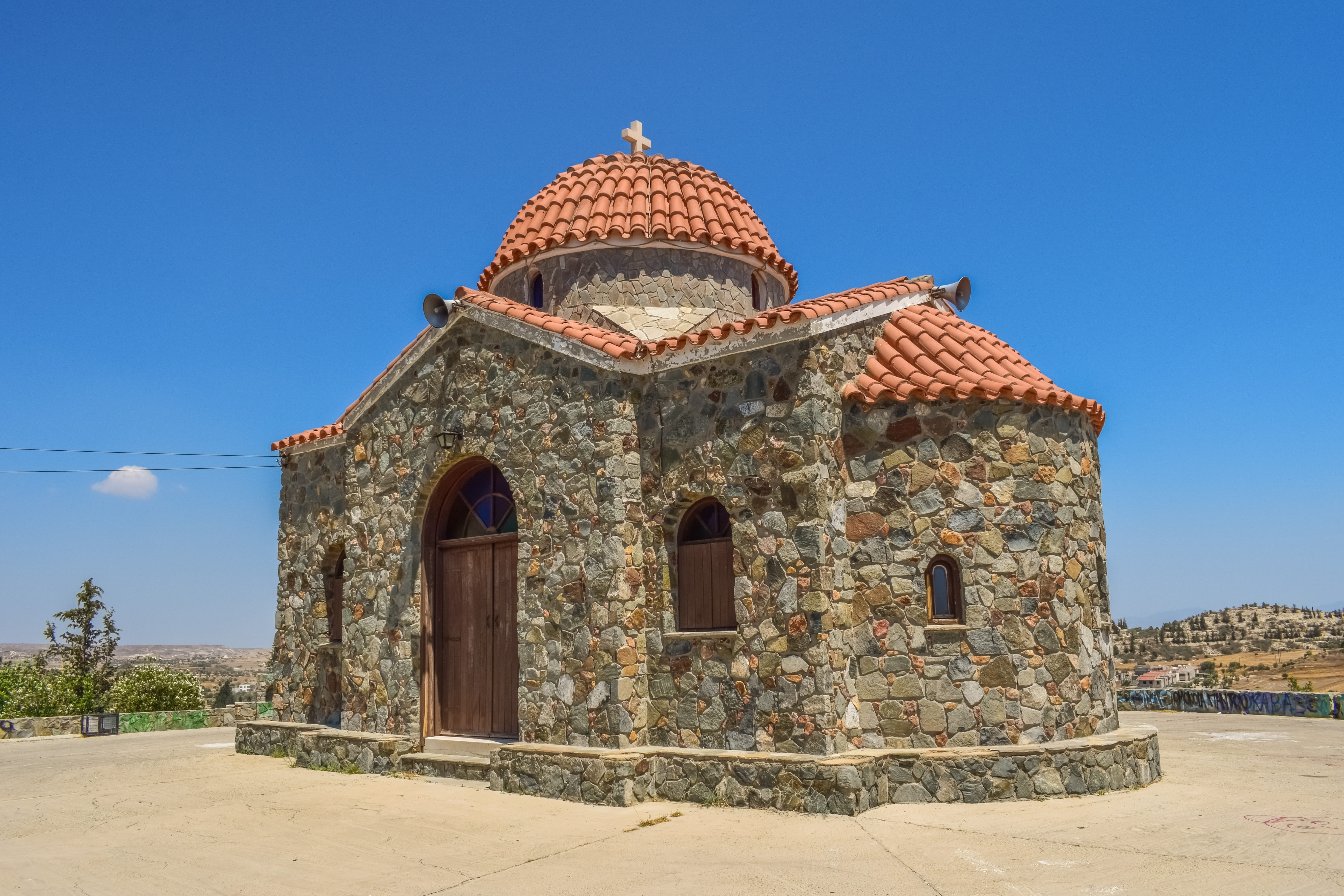 Ayia, nature, timios stavros, Cyprus, architecture, spirituality, architecture And Buildings, built Structure, clear sky, blue, travel destinations, dome, HD Wallpaper