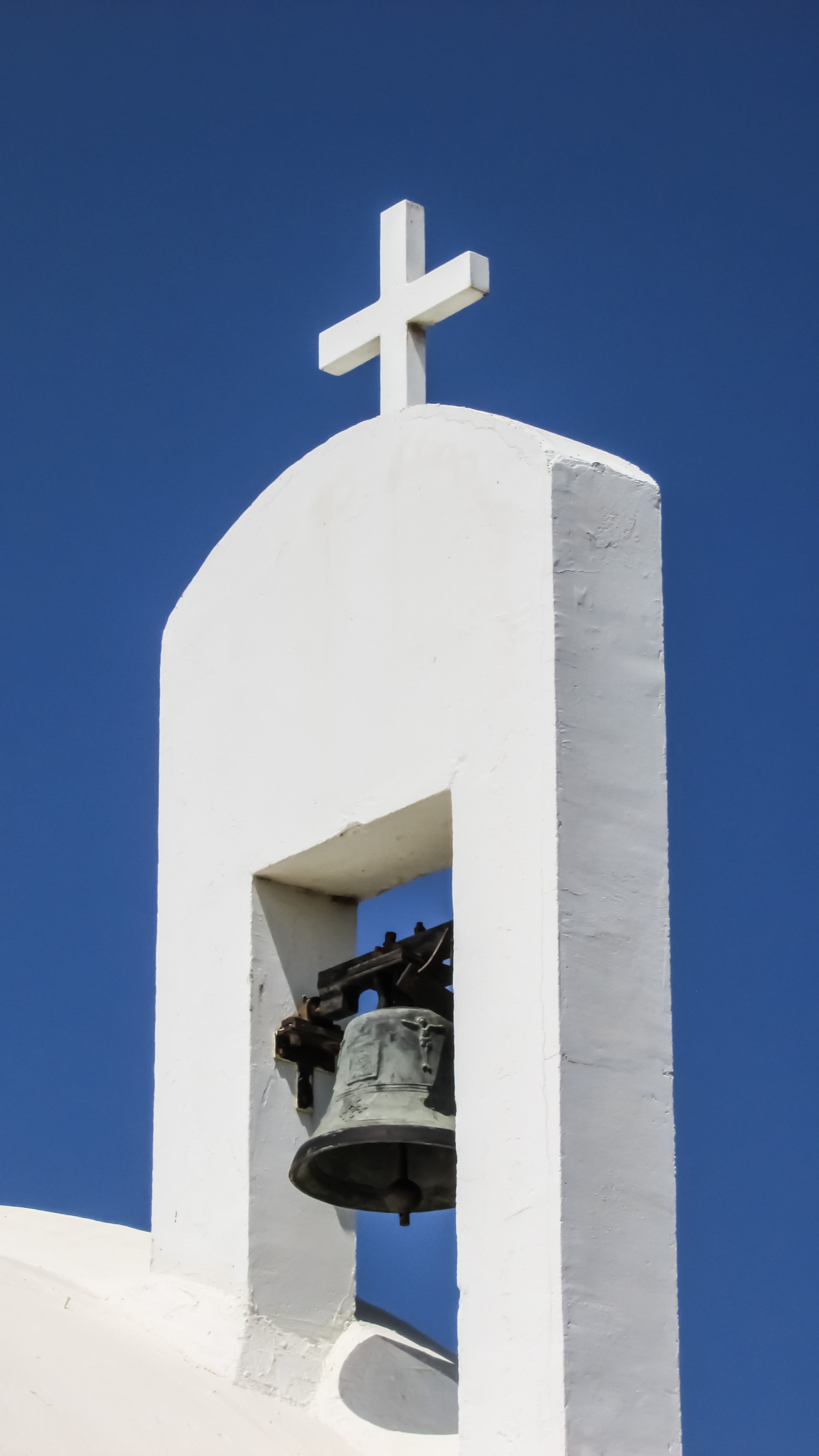 religious equipment, 4K, nature, cross, greece, built structure, outdoors, day, architecture, blue, belief, no people, clear sky, ayia varvara, place of worship, Phone HD Wallpaper