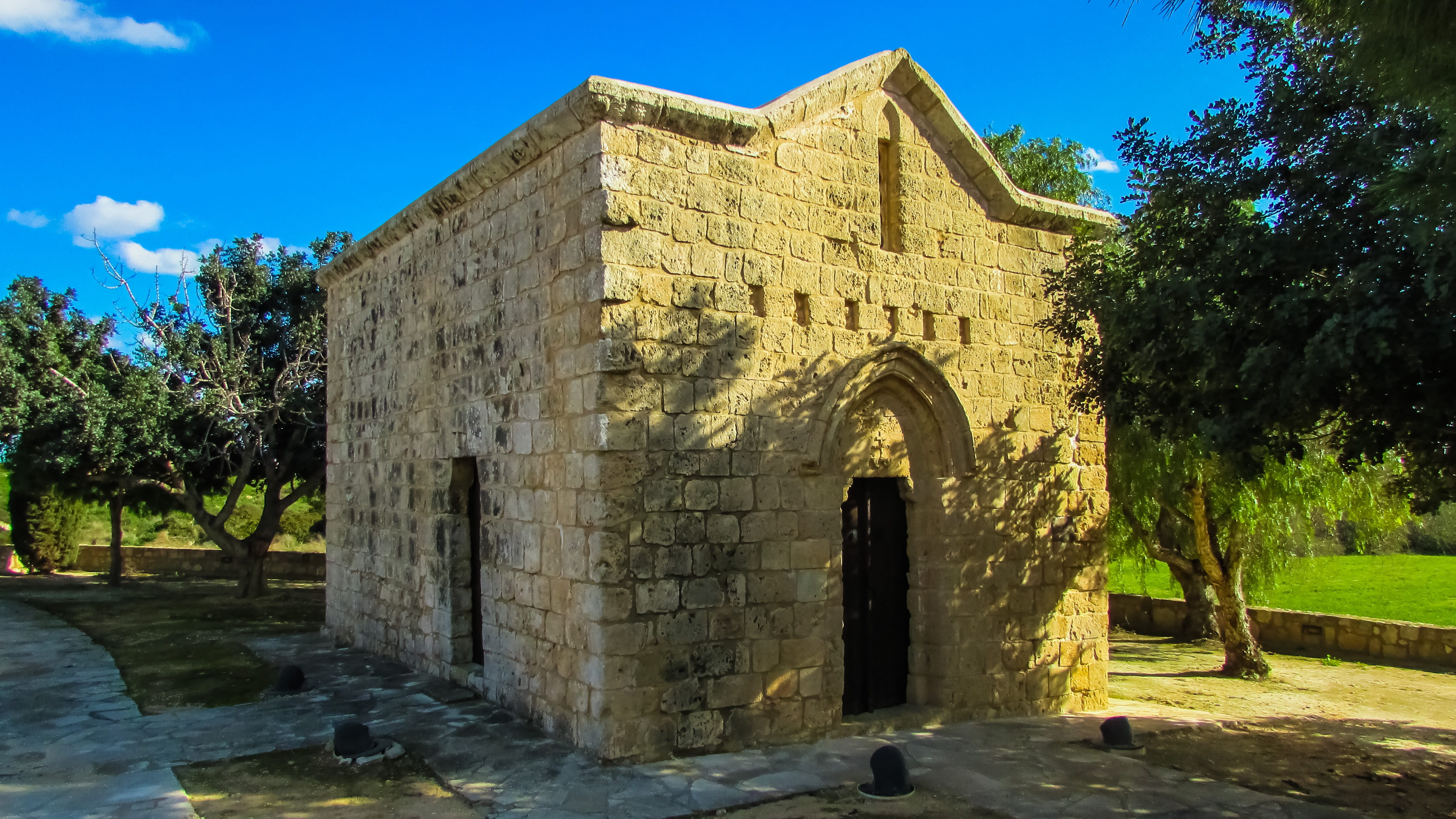 plant, Chapel, the past, growth, Varvara, built structure, ayia varvara, nature, outdoors, sunlight, ruined, shadow, solid, no people, blue, Cyprus, 4K, HD Wallpaper