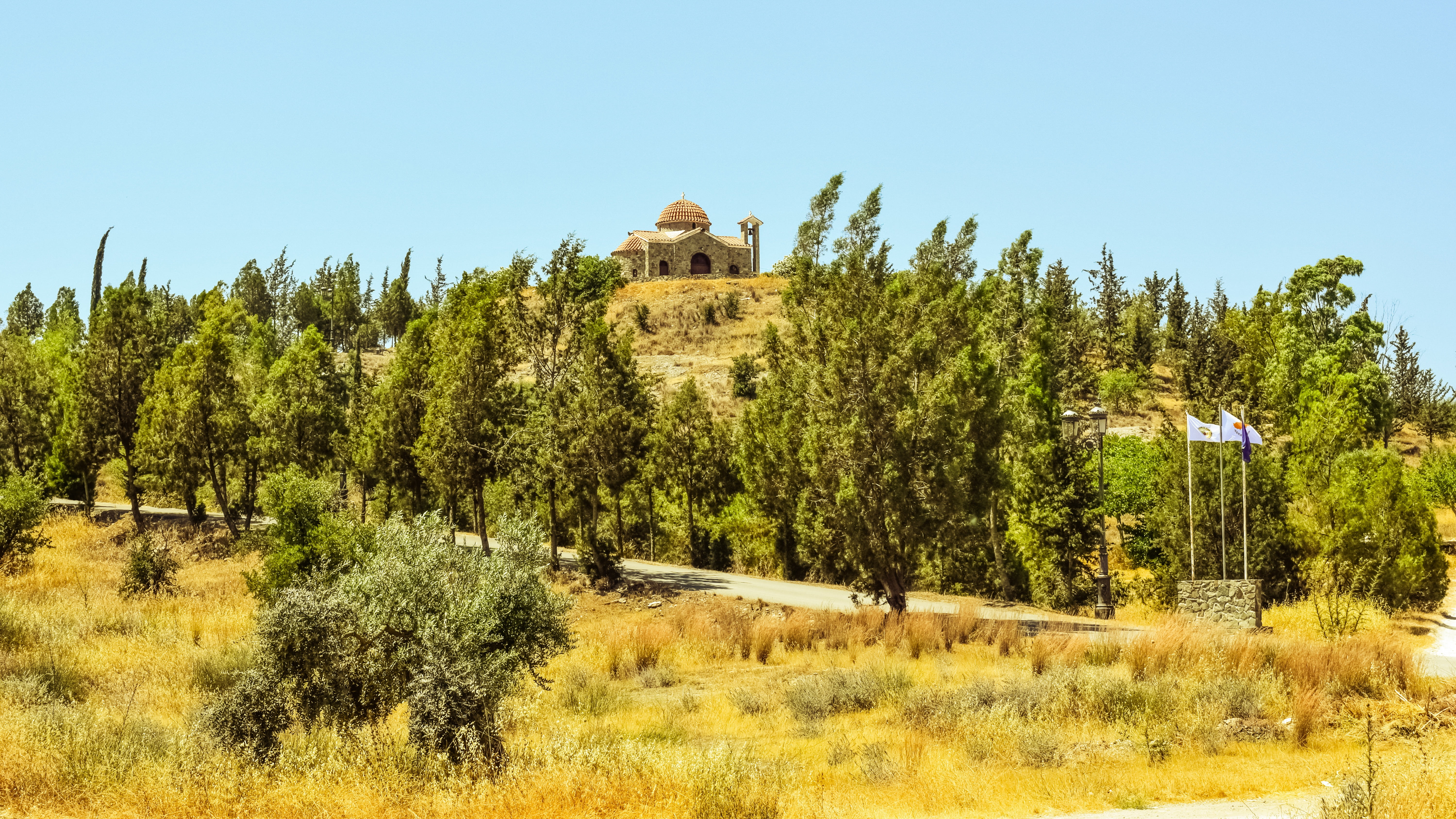 history, outdoors, ancient, no people, beauty in nature, nature, tree, land, ayia varvara, 5K, cyprus, church, tourism, building, ancient civilization, HD Wallpaper