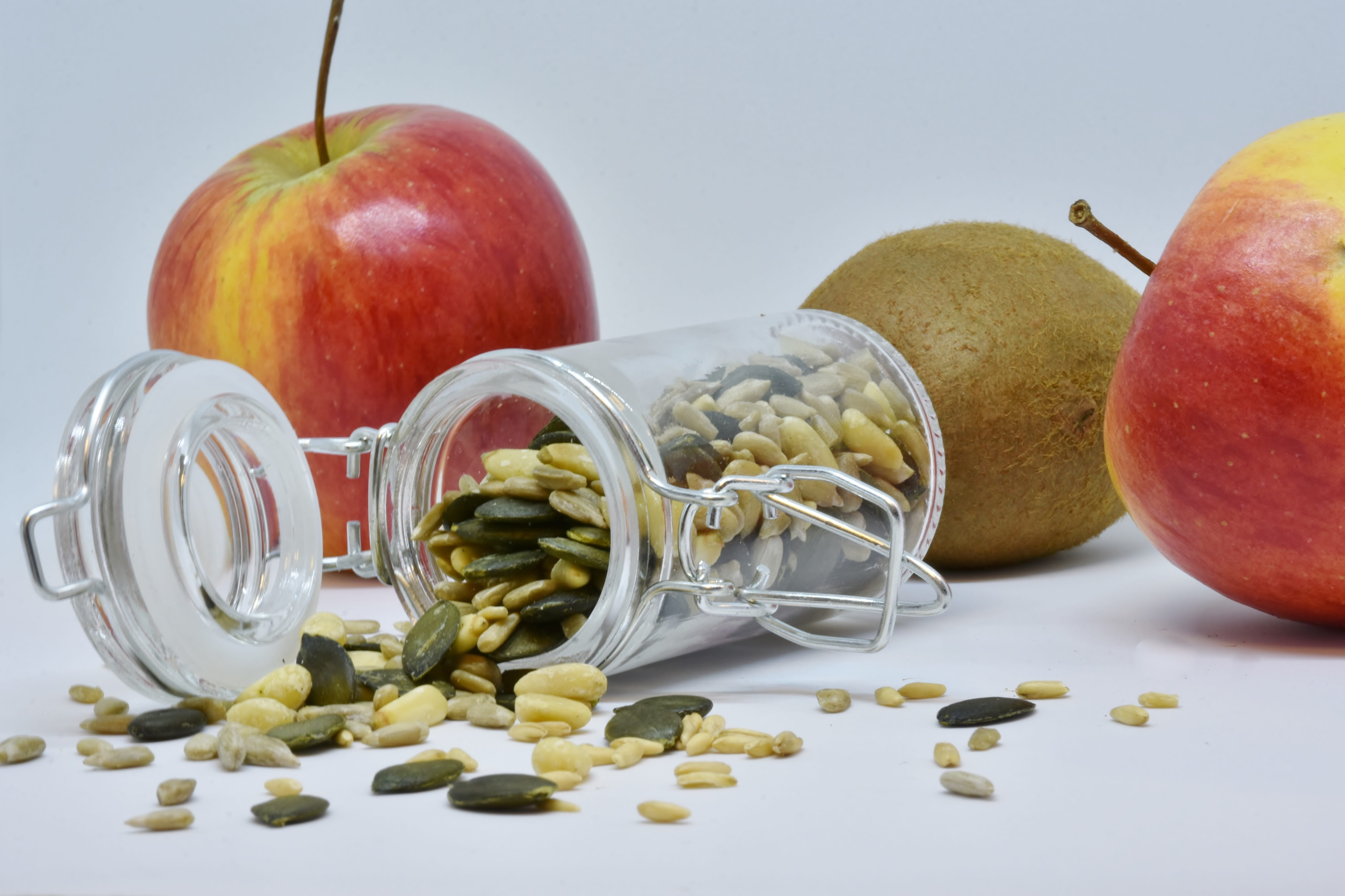 healthy, large group of objects, container, dry food, dieting, pine nuts, apples, medicine, foodfoto, no people, close, nutrition, bless you, vegetarian, HD Wallpaper