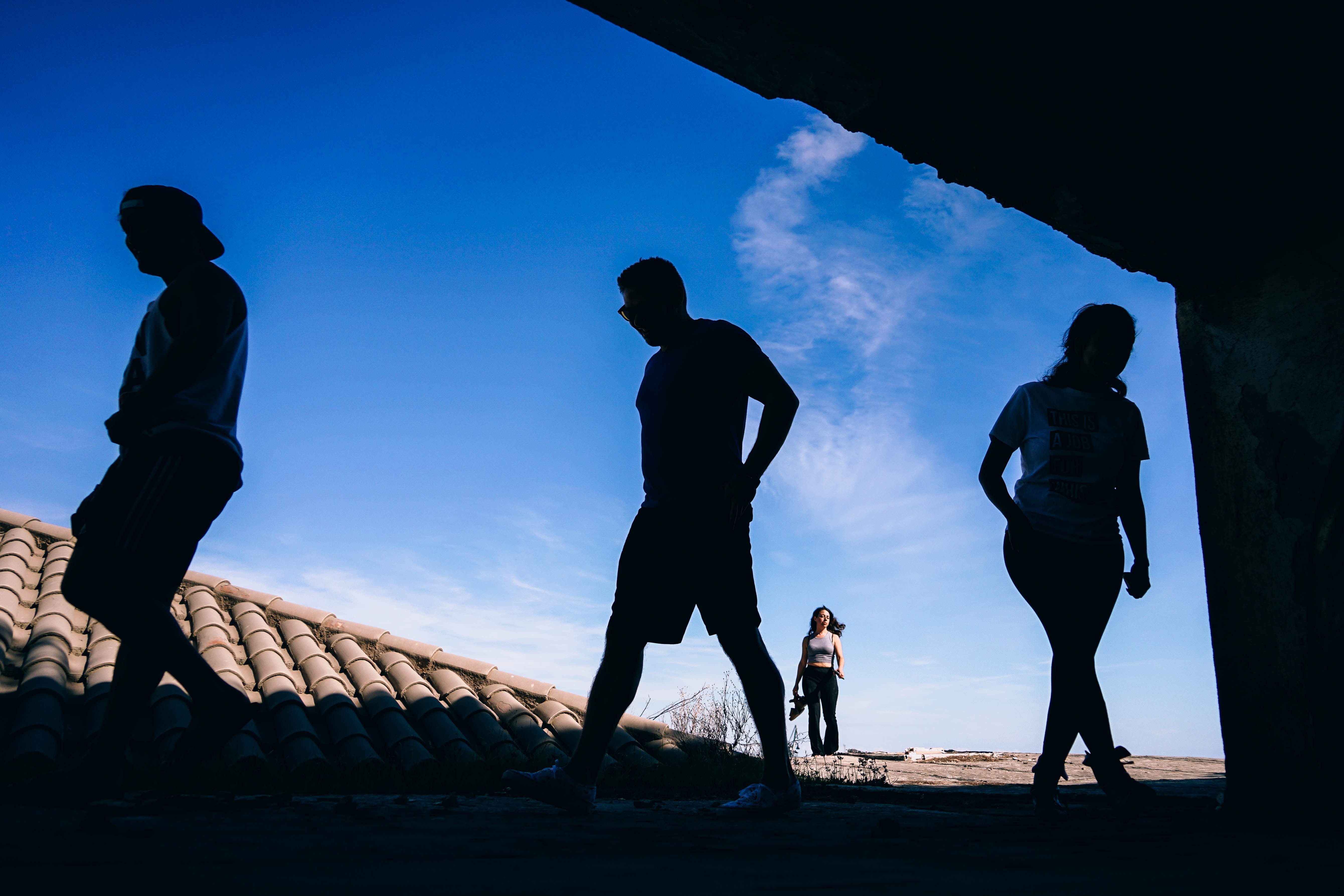 summer, group of people, full length, smiling, young adults, blue, millennials, diversity, effort, real people, friendship, happy, backlit, day, standing, HD Wallpaper