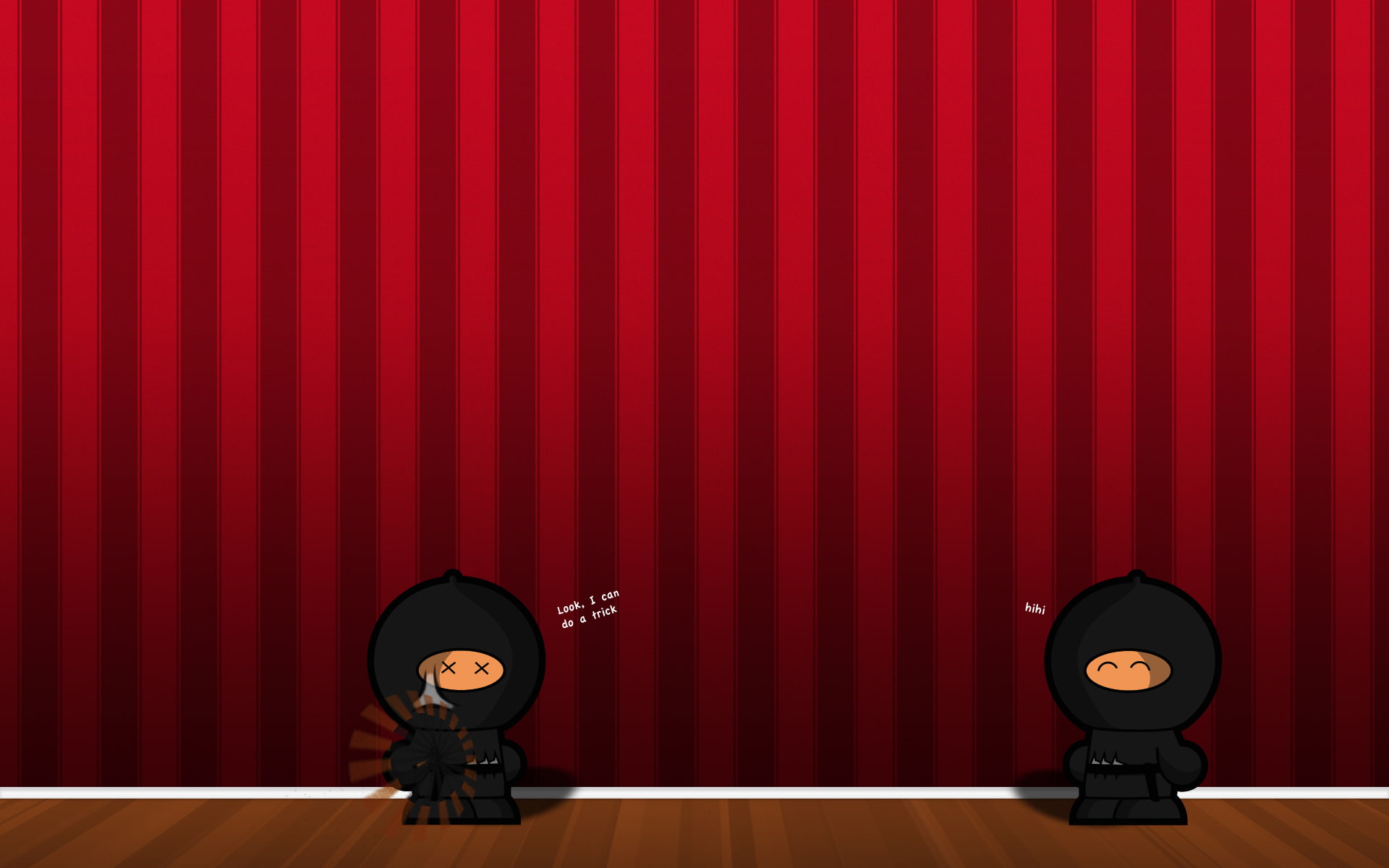 minimalism., hihi, ninjas, Look, ninja, talk, scene, I can do a trick, speak, 1080P, two, HD Wallpaper