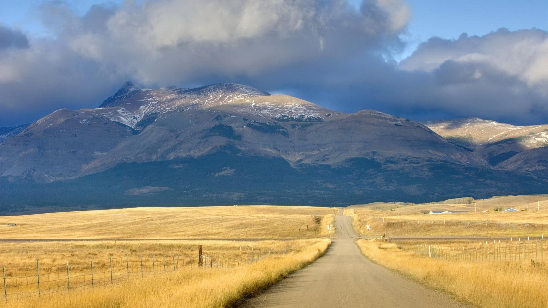 clouds, mountain, 1080P, 3d and abstract, road, fields, dirt, HD Wallpaper