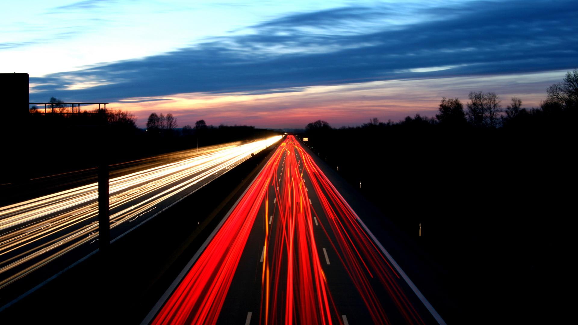 1080P, long, exposure, lights, white, photography, light, road, night, lines, 3d and abstract, HD Wallpaper