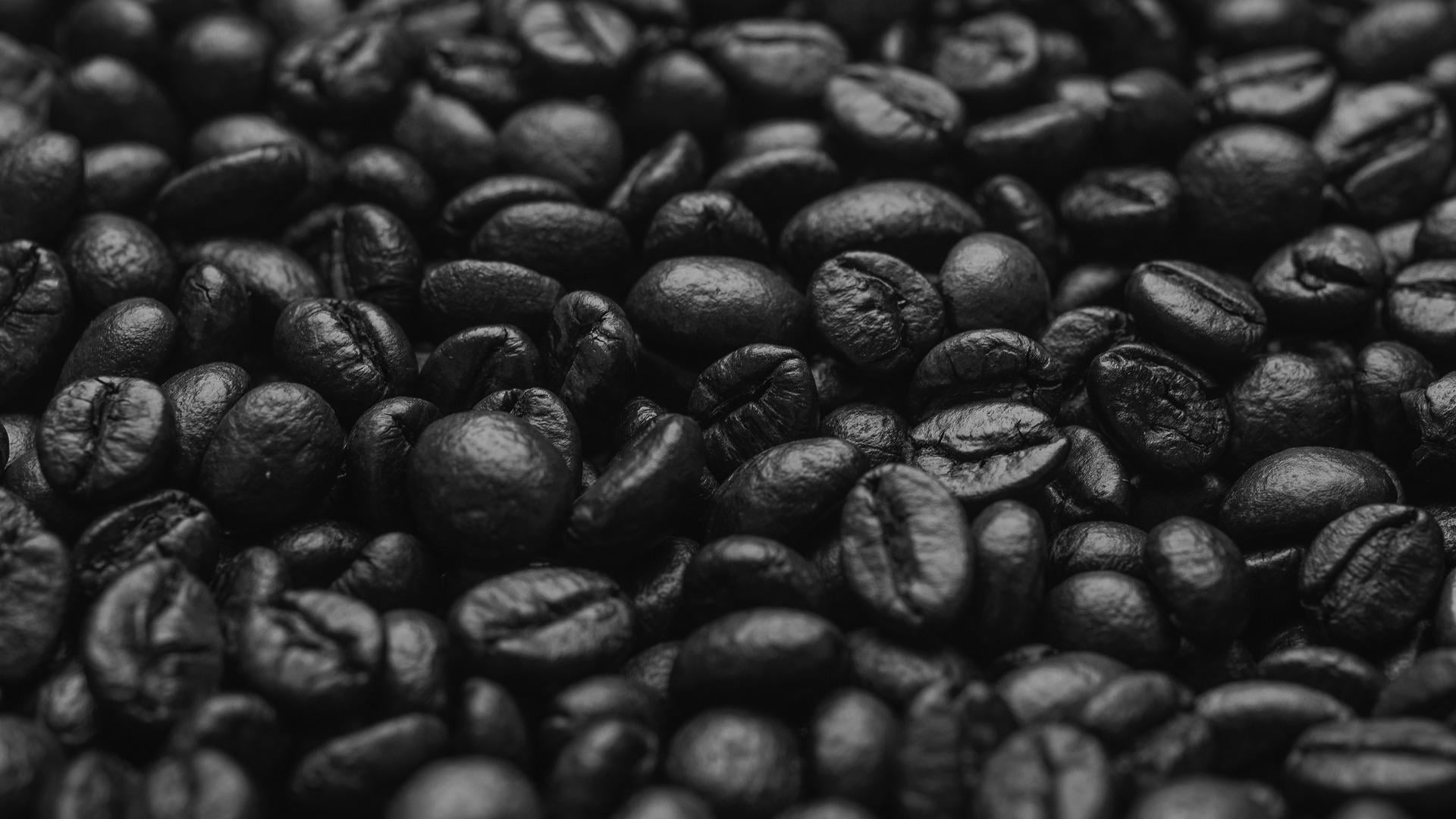 dark, large group of objects, still life, abundance, 1080P, healthy eating, textured, monochrome, coffee grounds, full frame, roasted coffee bean, indoors, HD Wallpaper