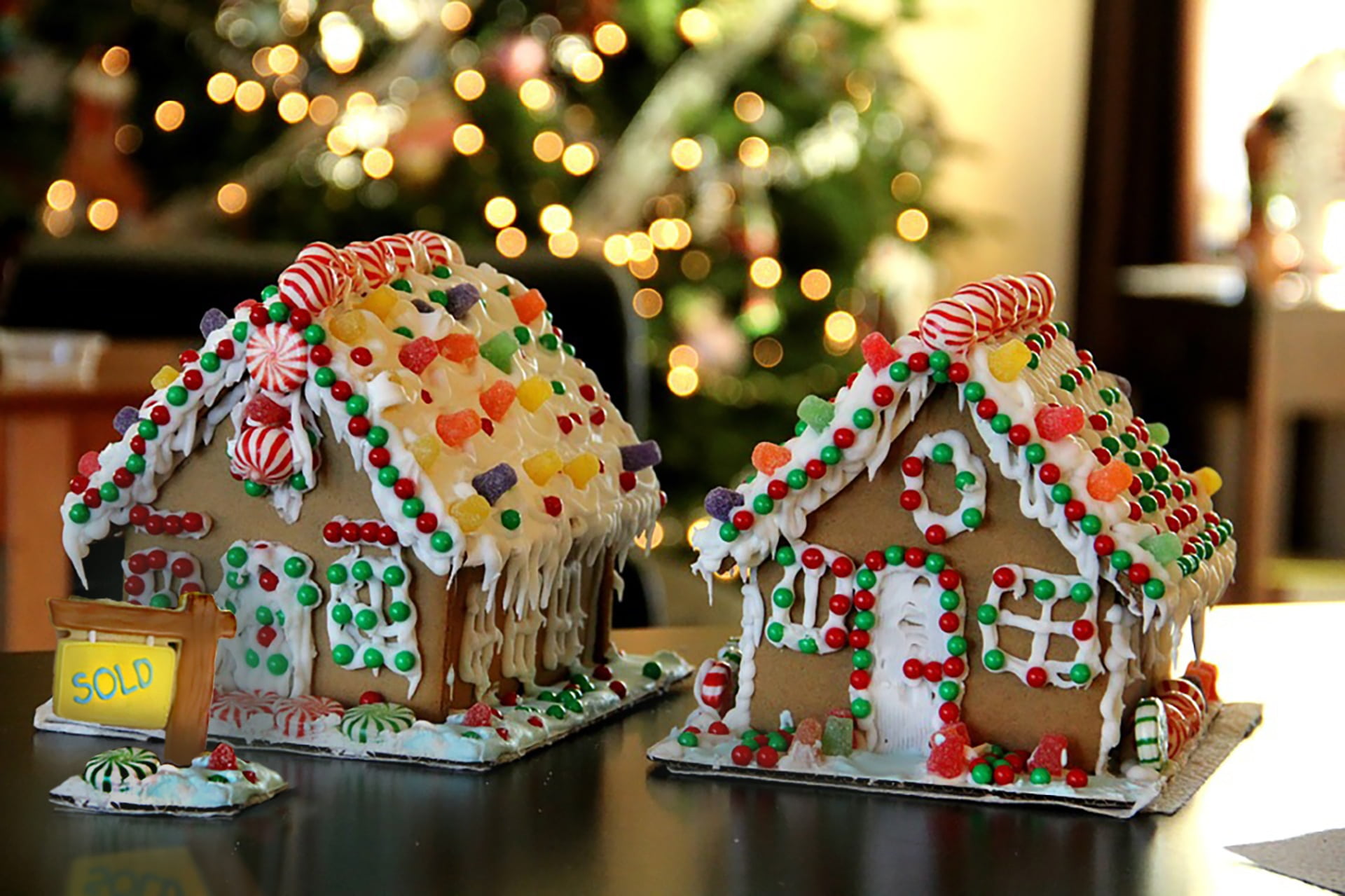 baked, gift, holiday, christmas decoration, tradition, seller, real estate, food, mls, celebration, illuminated, gingerbread House, christmas lights, decorated, HD Wallpaper