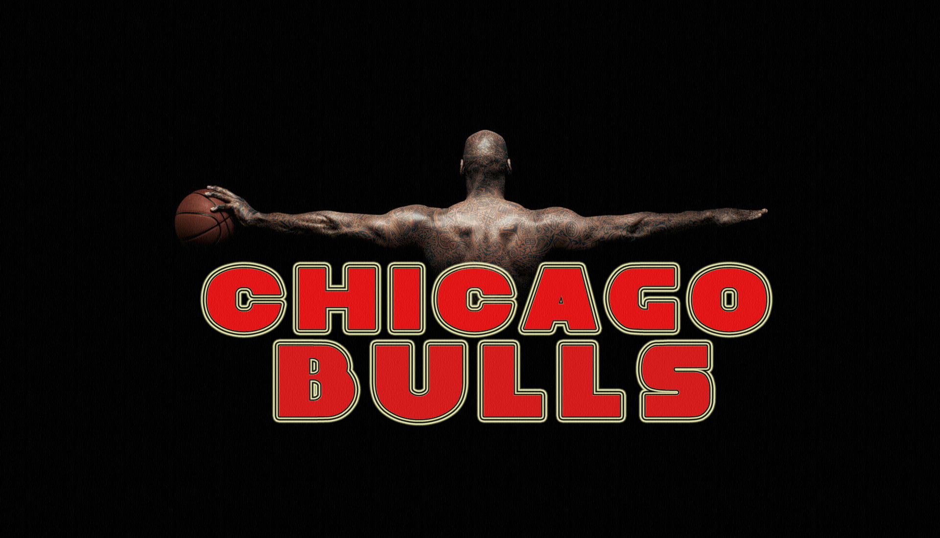 text, logo, western script, human body part, chicago, Black, 1080P, social issues, backgrounds, men, athlete, muscular build, black background, Chicago Bulls, HD Wallpaper