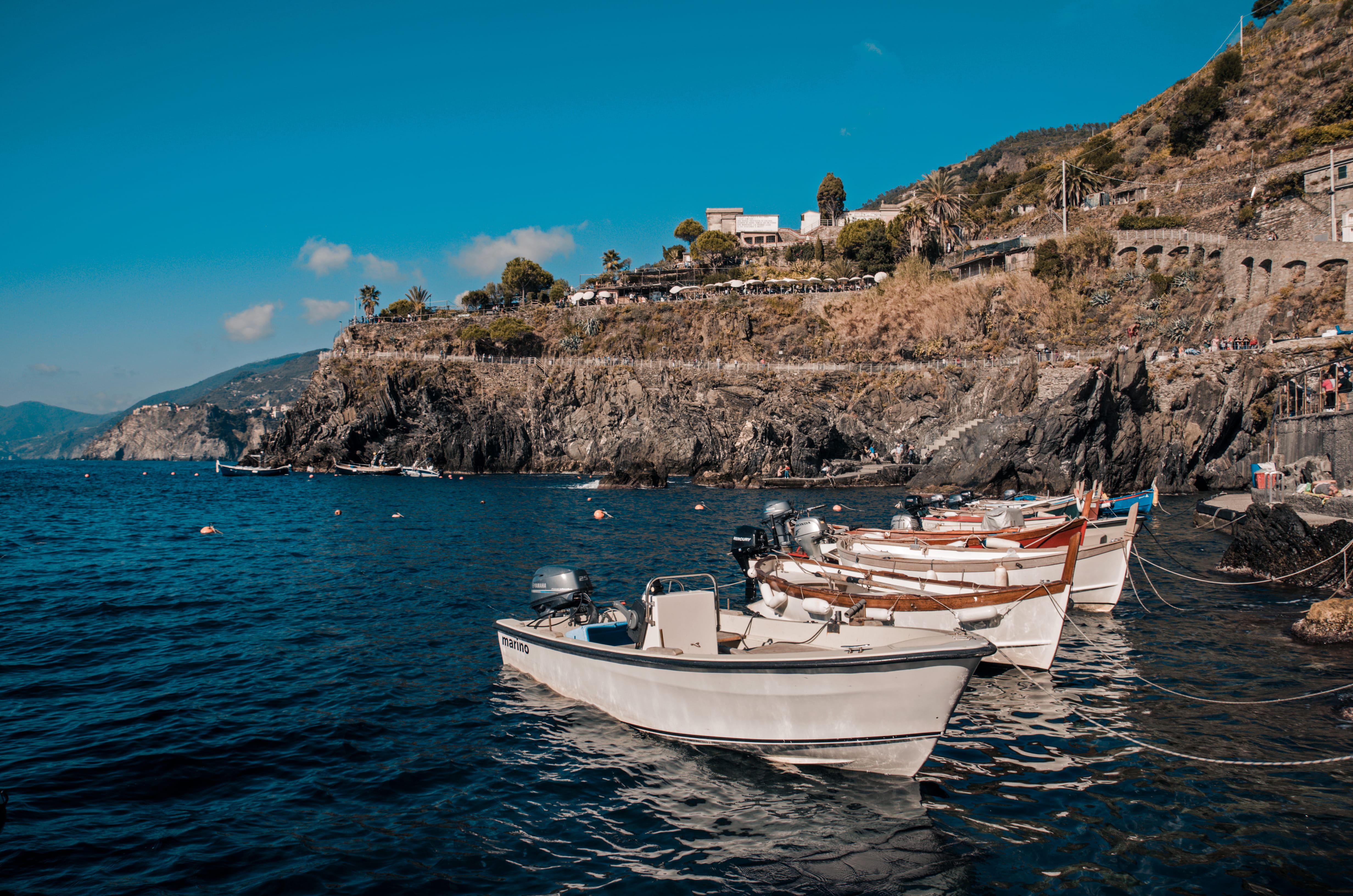 building, promontory, nature, outdoors, vehicle, 4K, yacht, moored, waterfront, italy, shore, dinghy, docked, boats, nautical vessel, fishing boat, day, HD Wallpaper