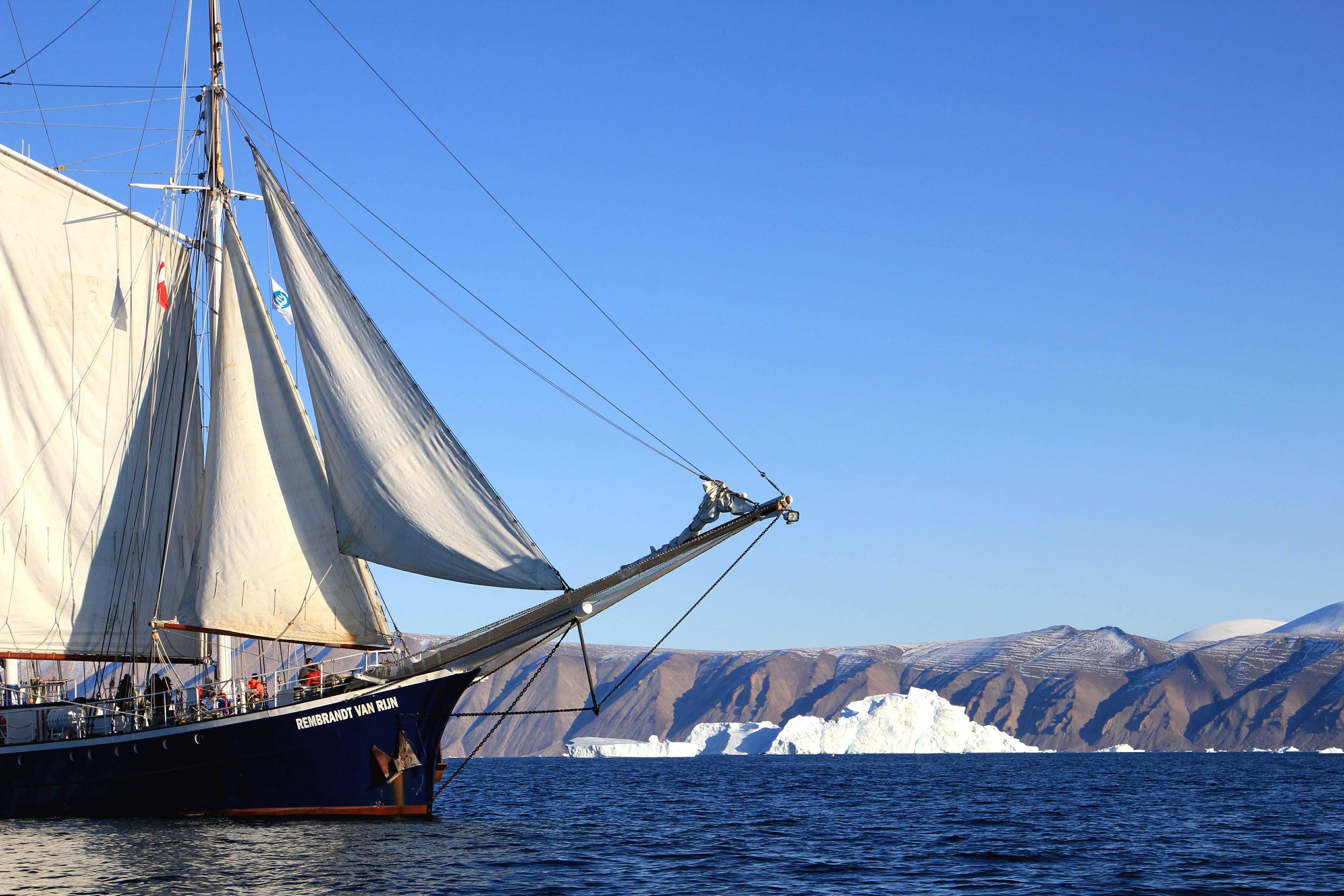 sailing Ship, vacations, transportation, sea, sport, daytime, pole, mast, travel, sailboat, sky, yacht, 5K, greenland, clear sky, outdoors, black, sail, HD Wallpaper