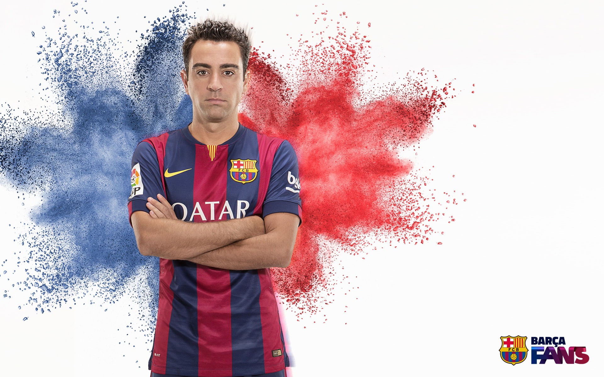 uniform, 1080P, barcelona, front view, one person, fc, occupation, hd, xavi, portrait, hernandez, waist up, white background, men, indoors, young adult, HD Wallpaper