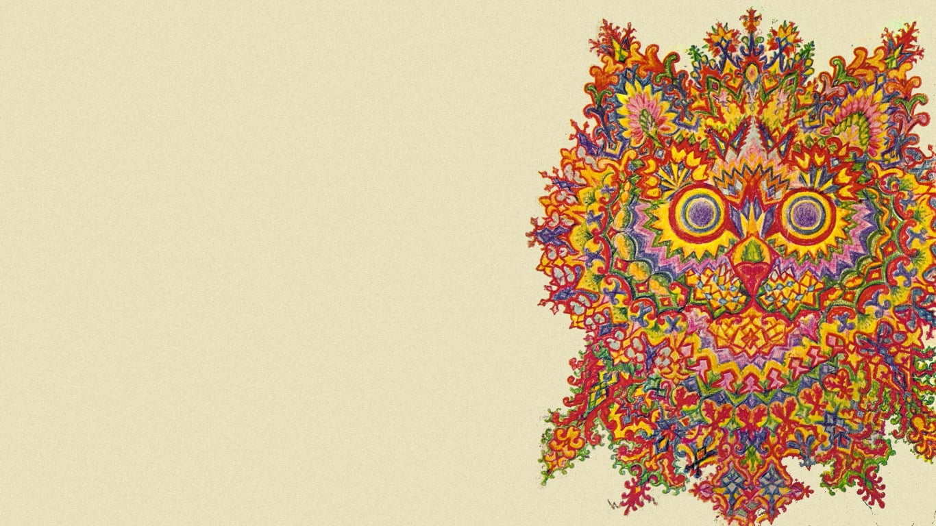 craft, floral pattern, close-up, 720P, painting, psychedelic, wall - building feature, vibrant color, Louis Wain, white background, decoration, creativity, HD Wallpaper