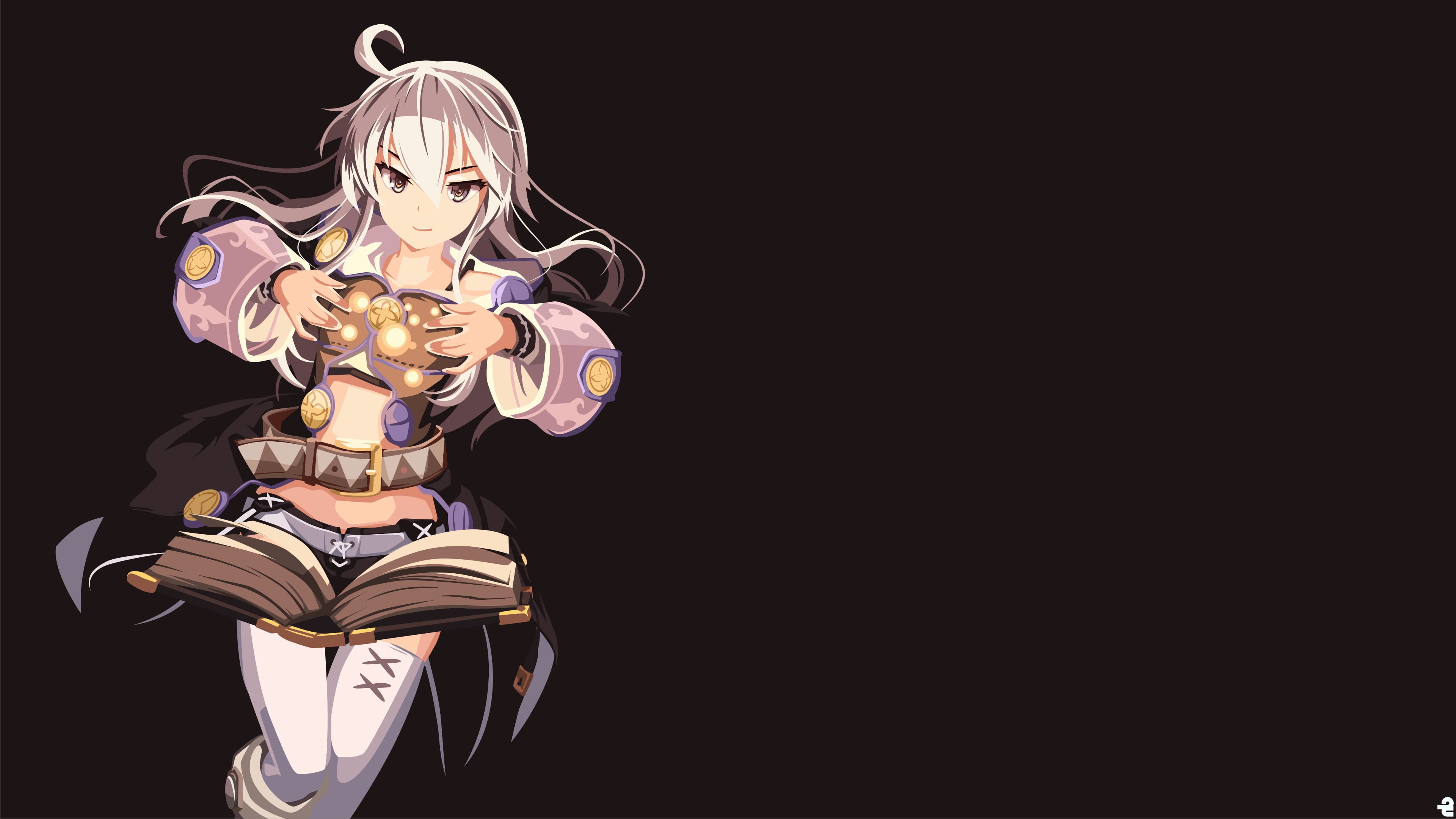 low angle view, anime, art and craft, studio shot, smiling, Zero kara Hajimeru Mahou no Sho, 4K, Zero (Zero kara Hajimeru Mahou no Sho), black background, HD Wallpaper