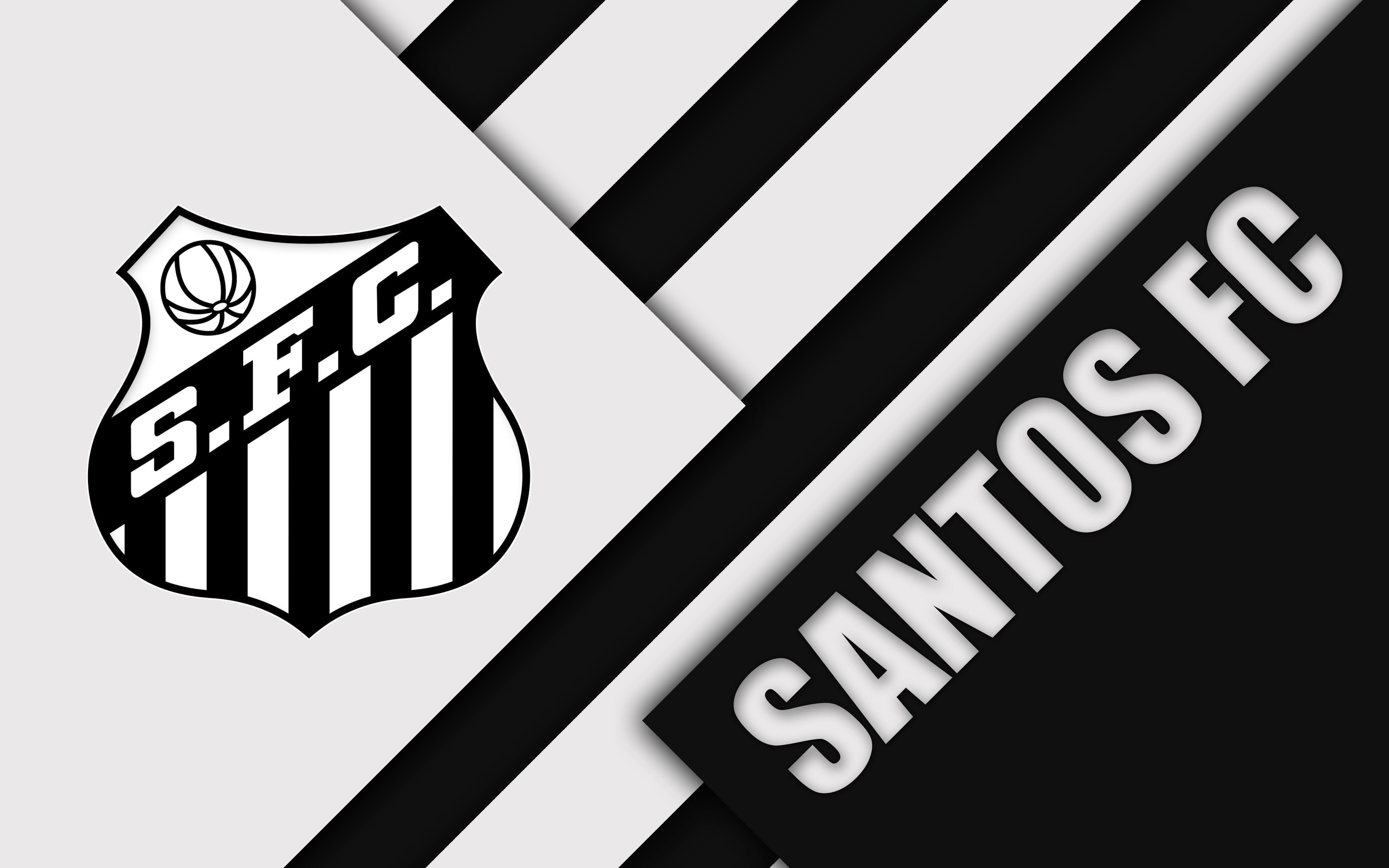 4K, Santos FC, Logo, Emblem, Soccer, HD Wallpaper