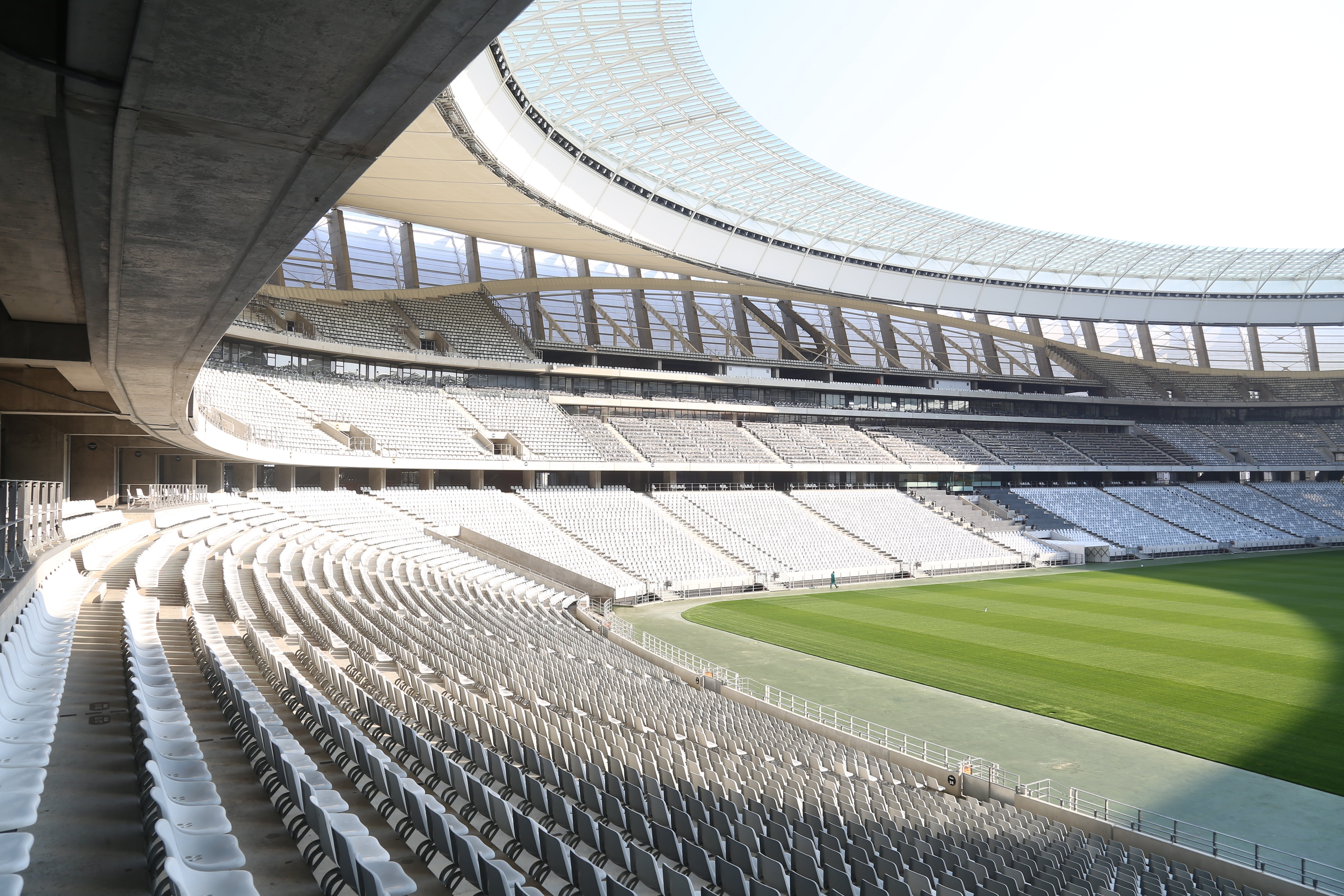 auditorium, rows of seats, no people, stadium, sky, soccer, seat, sit, outdoors, team sport, south africa, grandstand, architecture, sport, built structure, HD Wallpaper