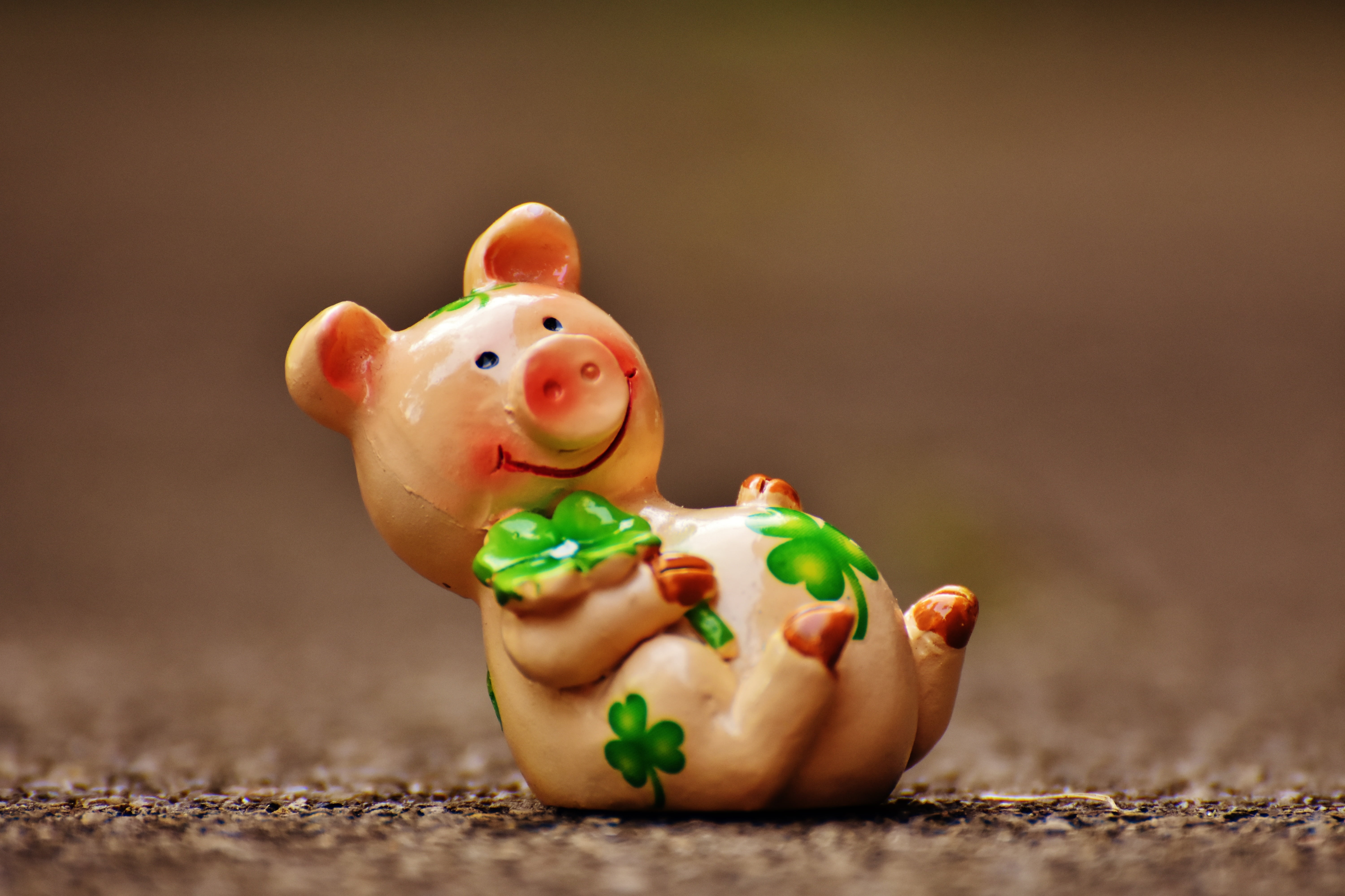 coin Bank, 5K, fruit, close-up, luck, vegetarian food, new years day, lucky pig, studio shot, selective focus, figurine, brown, freshness, cute, piglet, HD Wallpaper