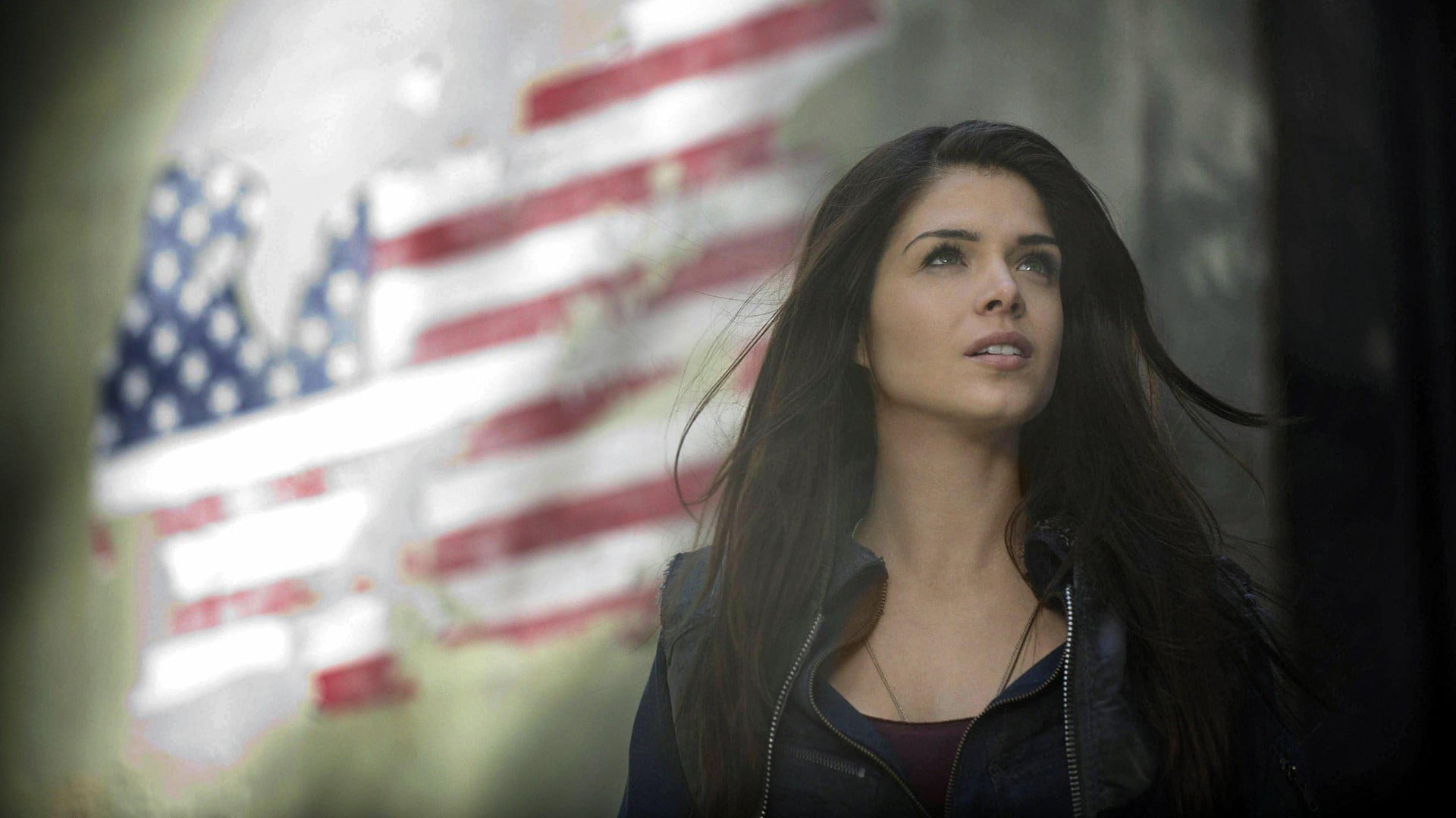 government, young women, brown hair, actress, looking away, beauty, portrait, beautiful woman, front view, looking, adult, emotion, jacket, long hair, Marie Avgeropoulos, HD Wallpaper