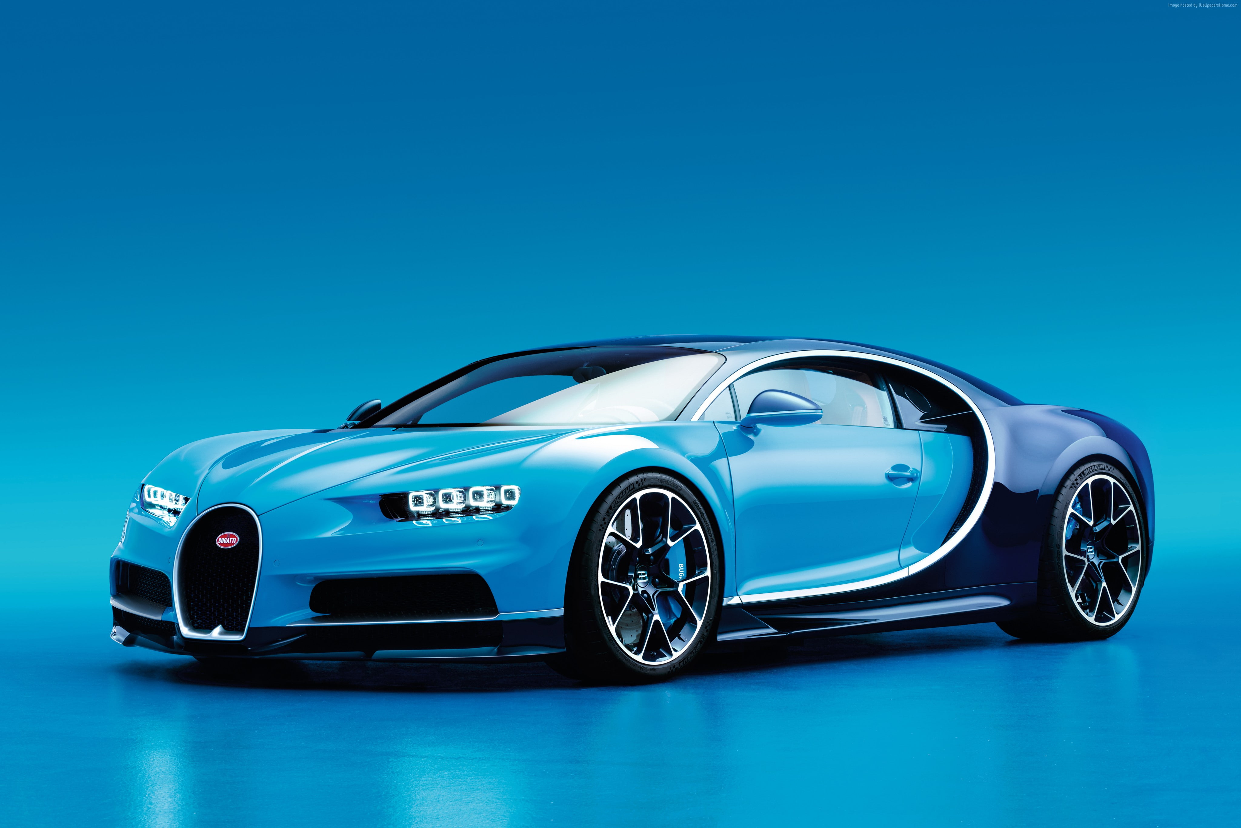hypercar, Geneva Auto Show 2016, Bugatti Chiron, 4K, blue, HD Wallpaper