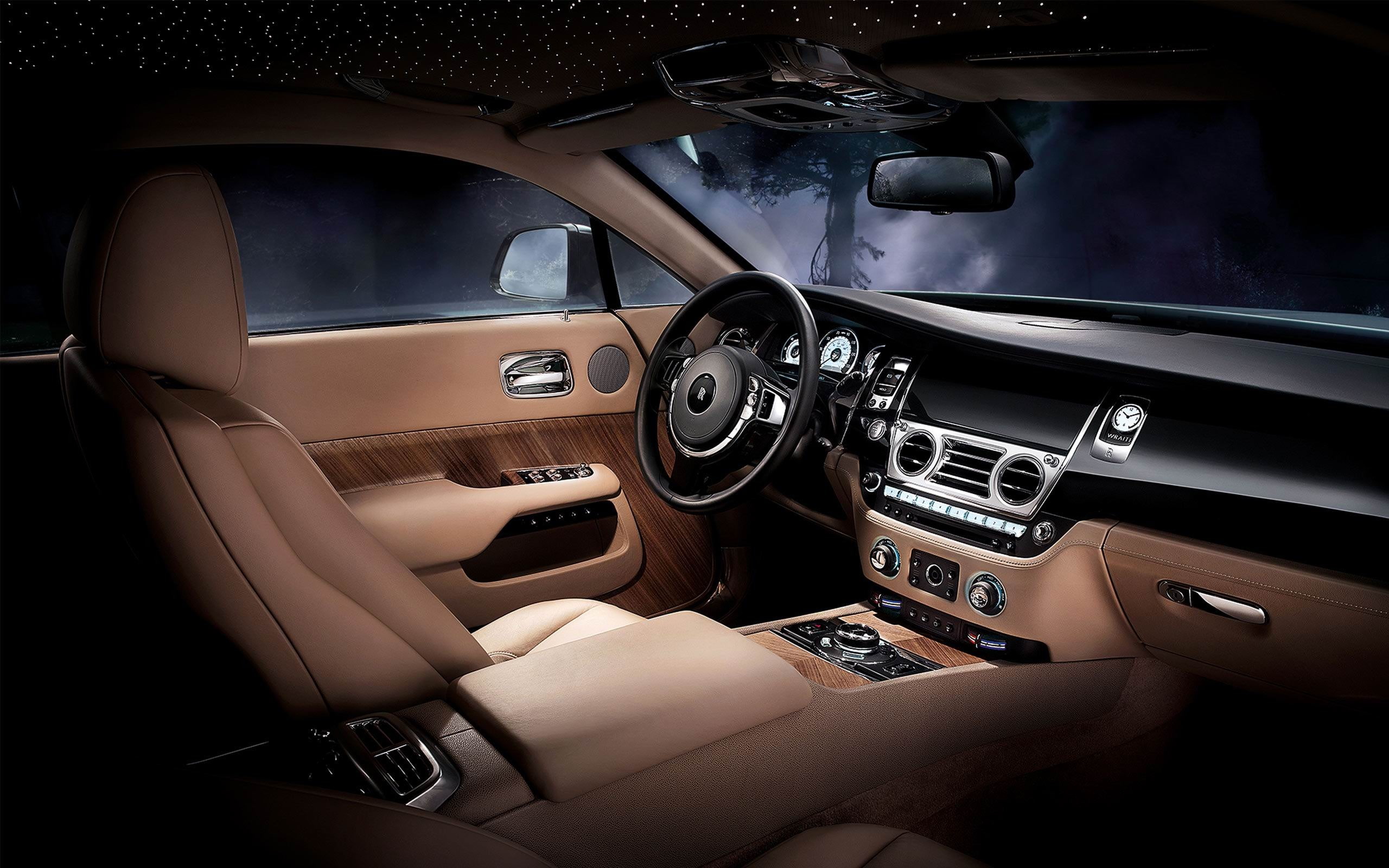 indoors, hd, black, motor vehicle, no people, rolls, vehicle interior, interior, royce, technology, beige, control, mode of transportation, seat, steering wheel, HD Wallpaper